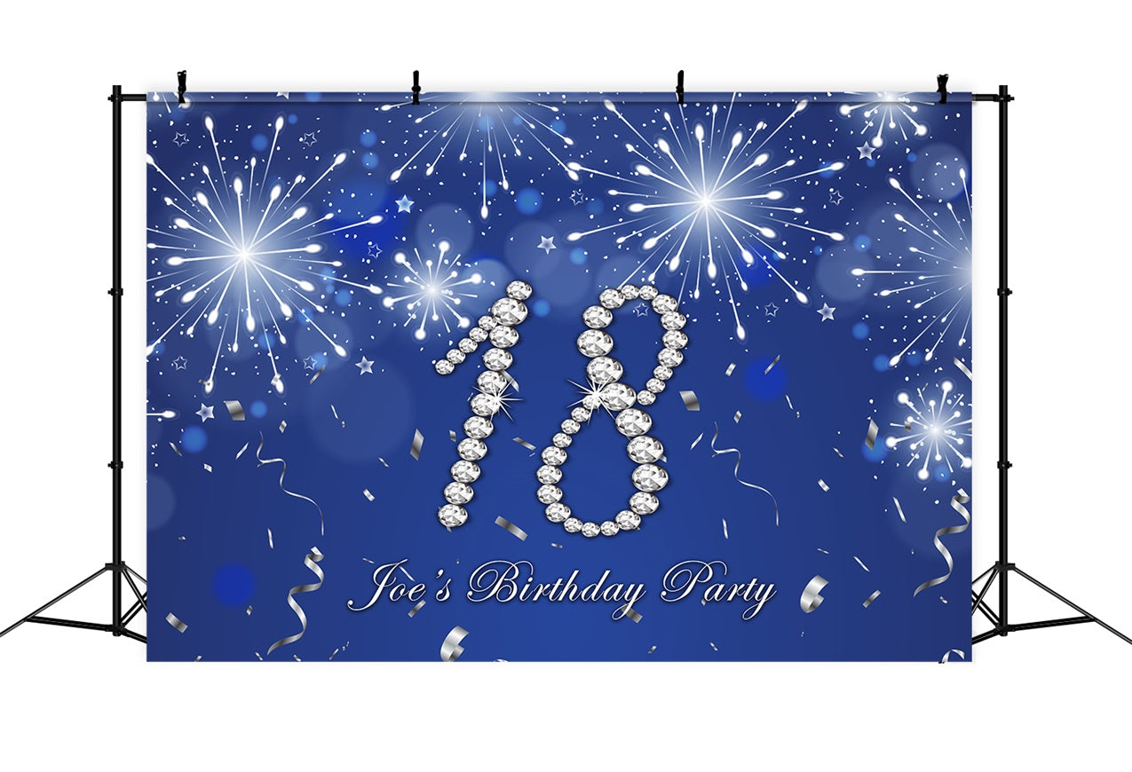 18th Birthday Photo Backdrop Shimmering Diamond Blue Backdrop UK RR12-86