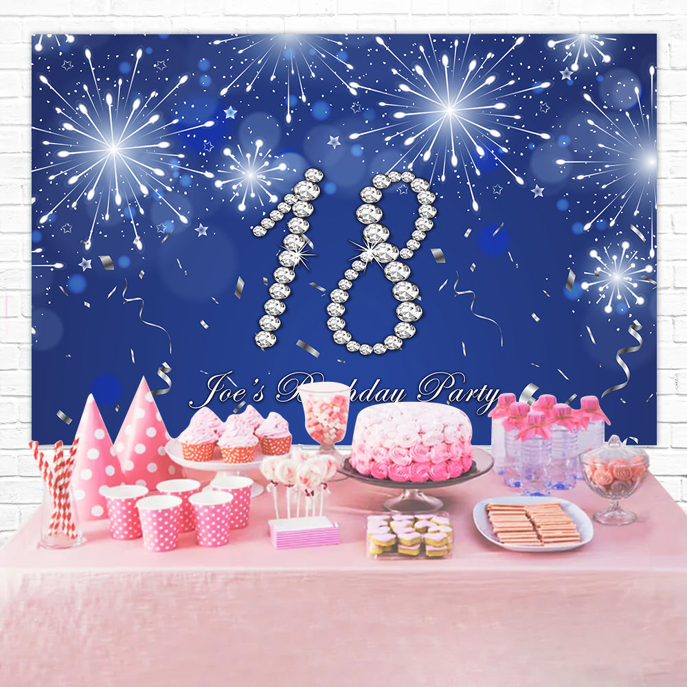 18th Birthday Photo Backdrop Shimmering Diamond Blue Backdrop UK RR12-86