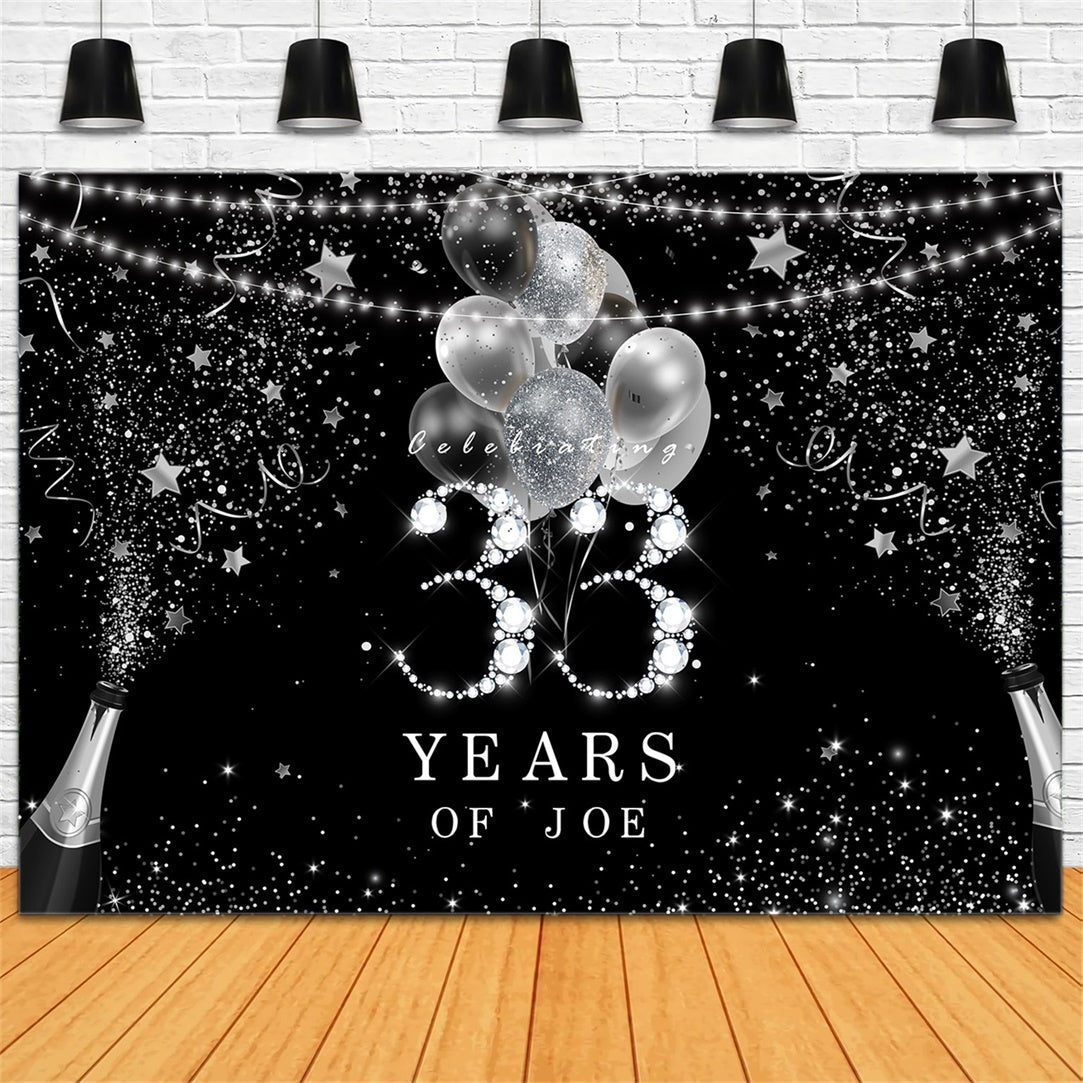 33rd Custom Birthday Backdrop Sparkling Silver Champagne Backdrop UK RR12-9