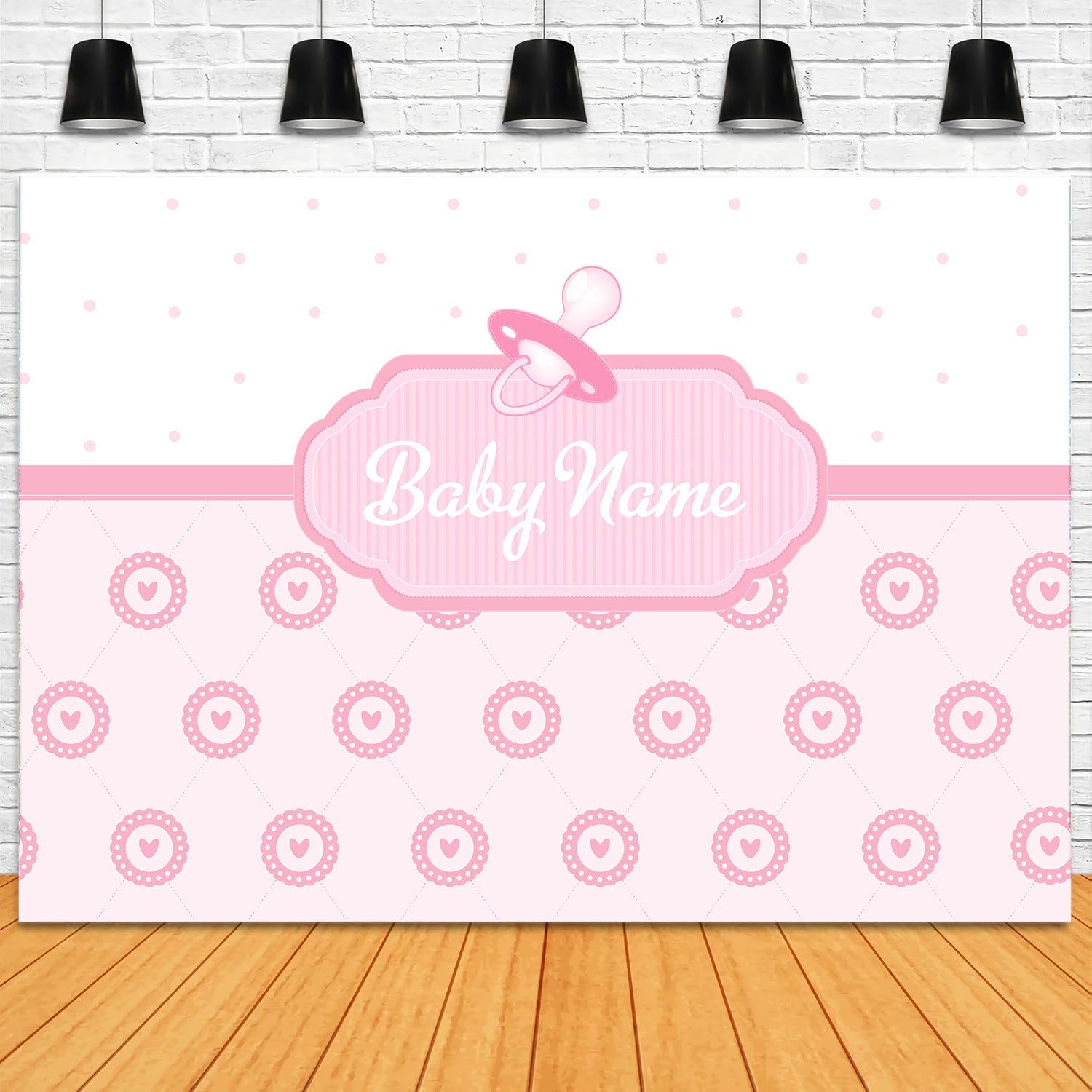 Custom Name Birthday Backdrop Pink Baby Theme Backdrop UK RR12-90