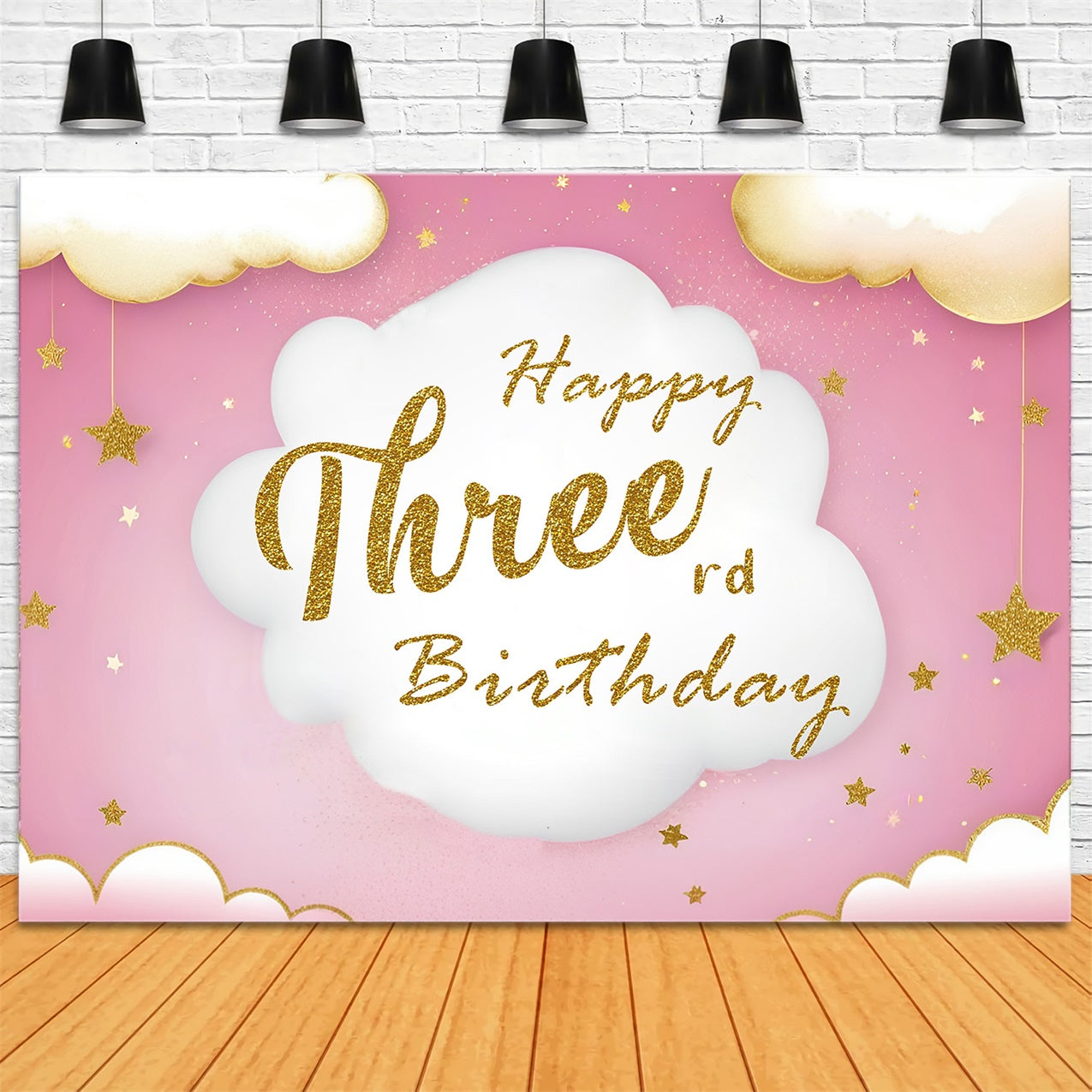 Custom Made Birthday Backdrops Sparkling Cloud Stars Backdrop UK RR12-95