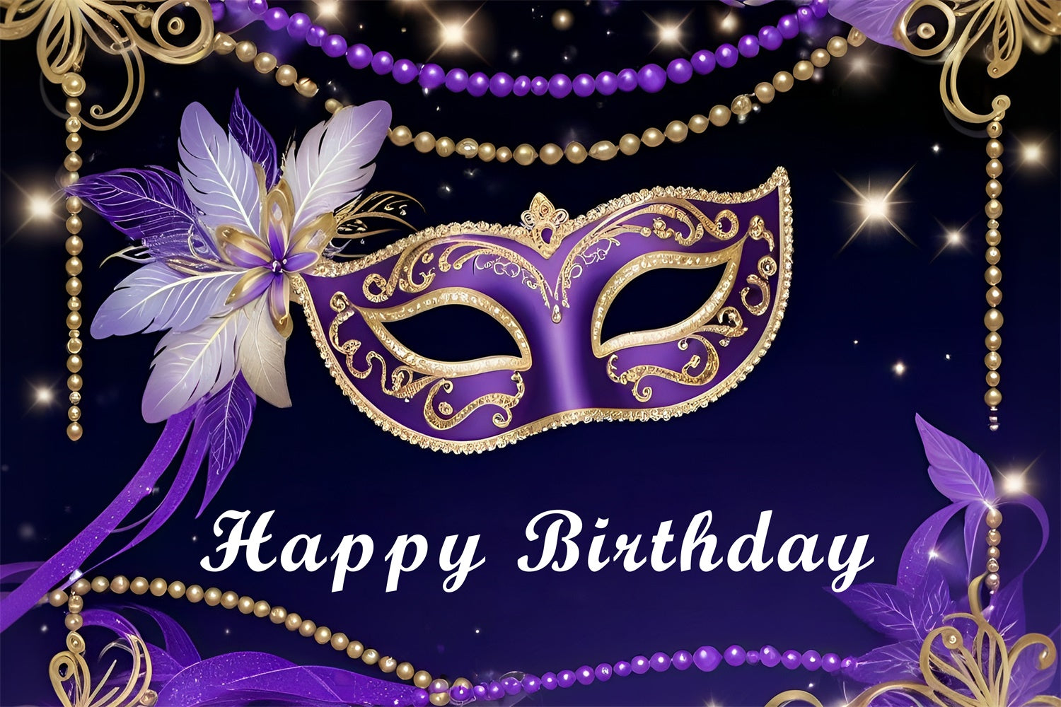 Birthday Backdrop Custom Purple Mask Celebration Backdrop UK RR12-97