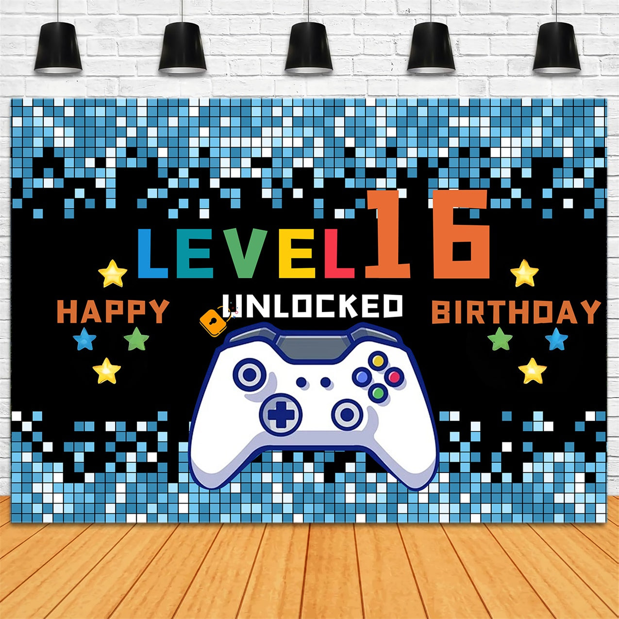 Personalized Birthday Backdrop 16th Digital Controller Celebration Backdrop UK RR12-99