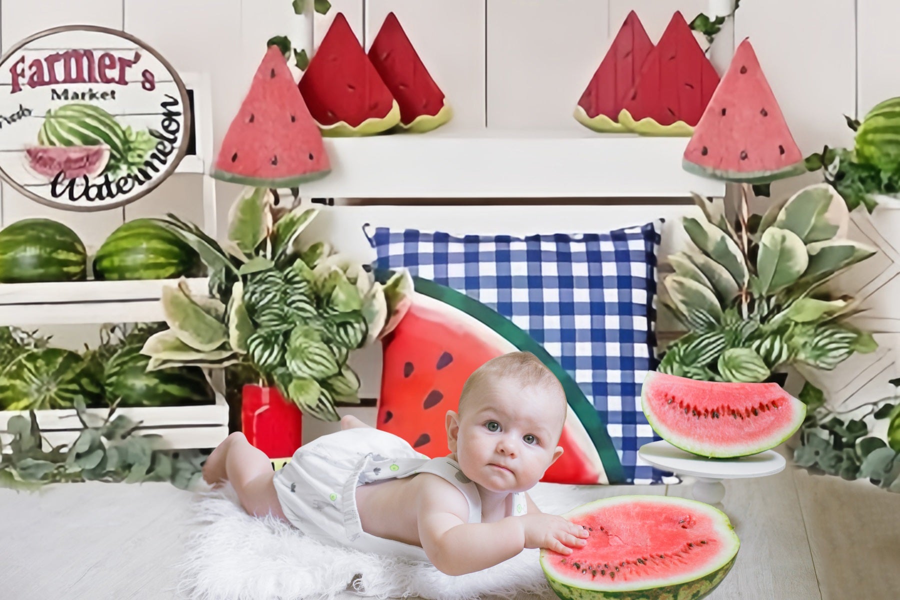 Summer Boardwalk Watermelon Market Backdrop RR3-13