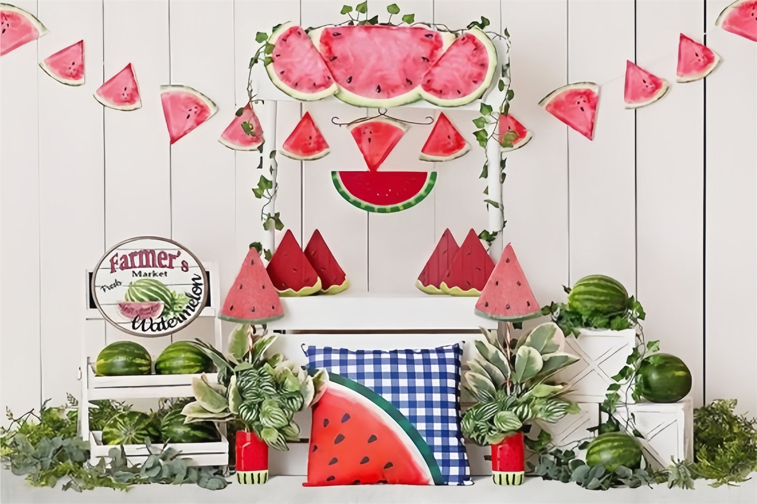 Summer Boardwalk Watermelon Market Backdrop RR3-13