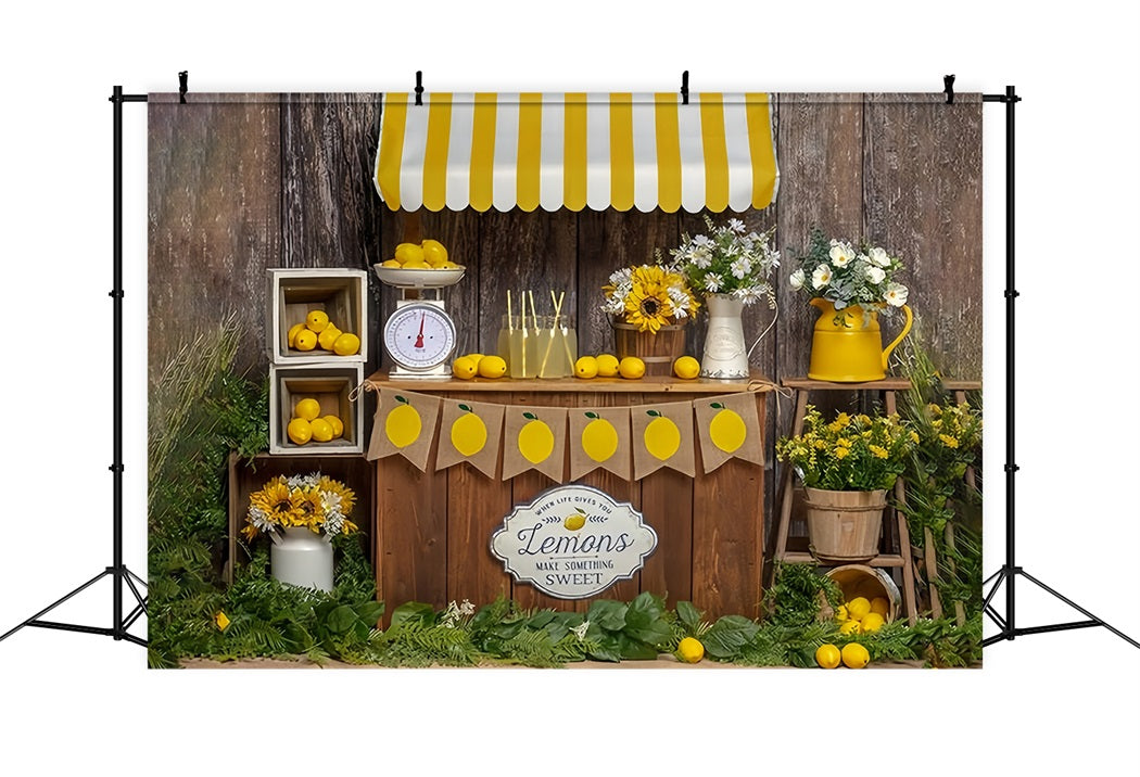 Summer Boardwalk Lemon Sale Booth Theme Backdrop RR3-24