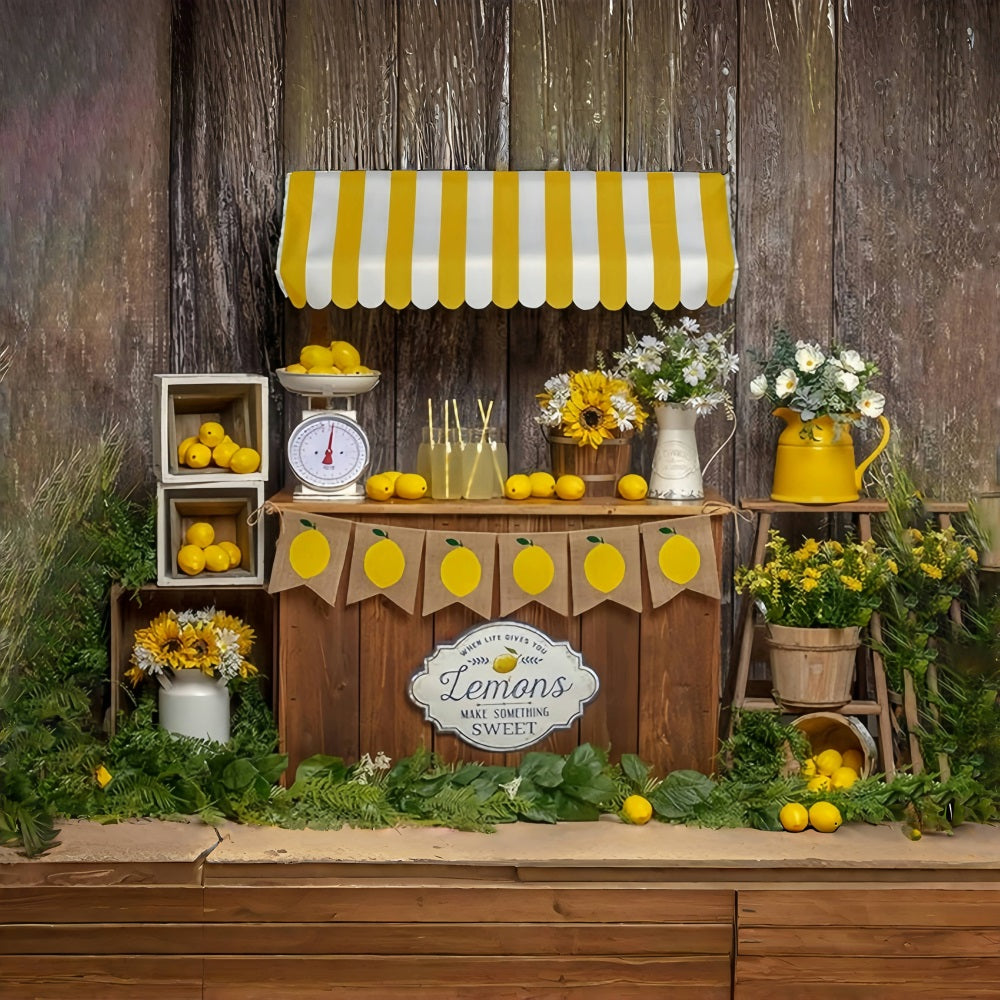 Summer Boardwalk Lemon Sale Booth Theme Backdrop RR3-24