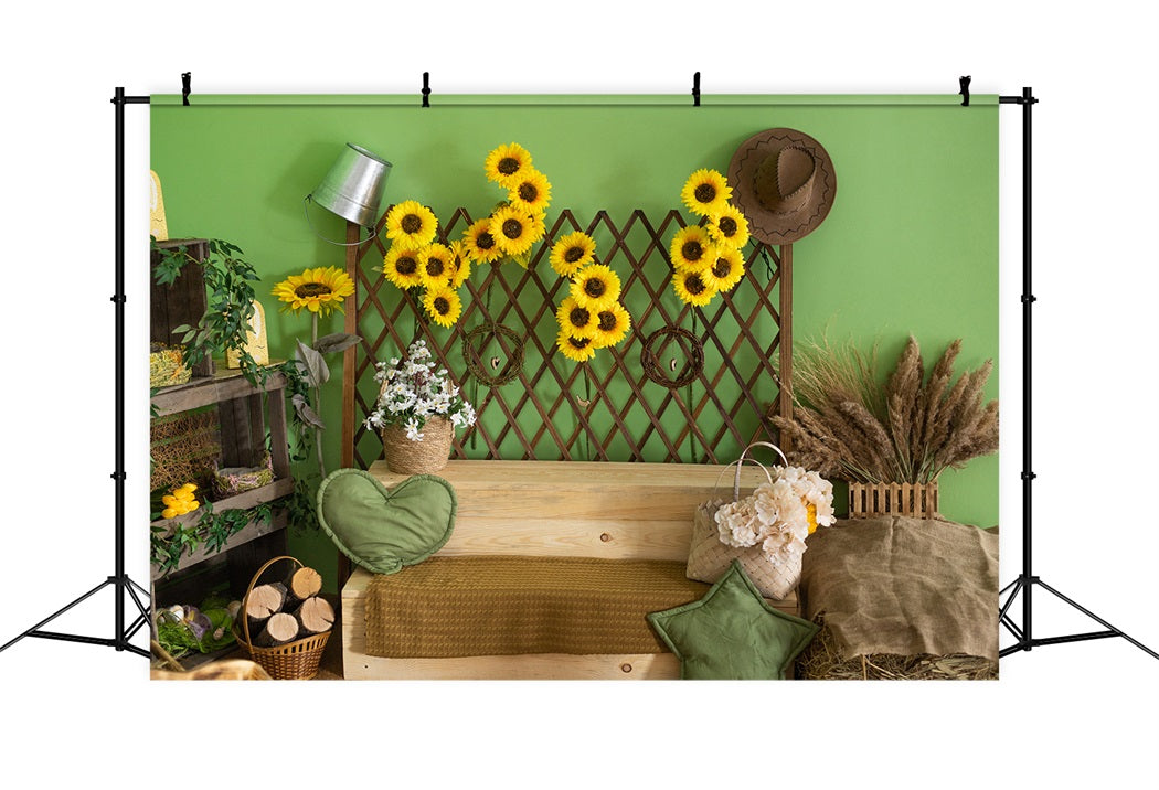 Summer Indoor Sunflower Rustic Backdrop RR3-25