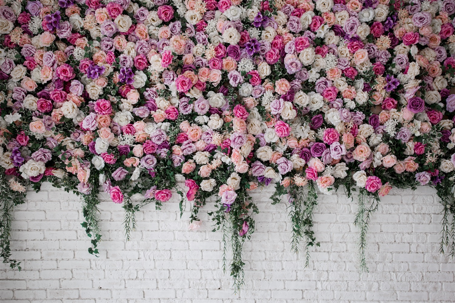 DBackdrop Colorful Rose White Brick Wall Backdrop RR3-35