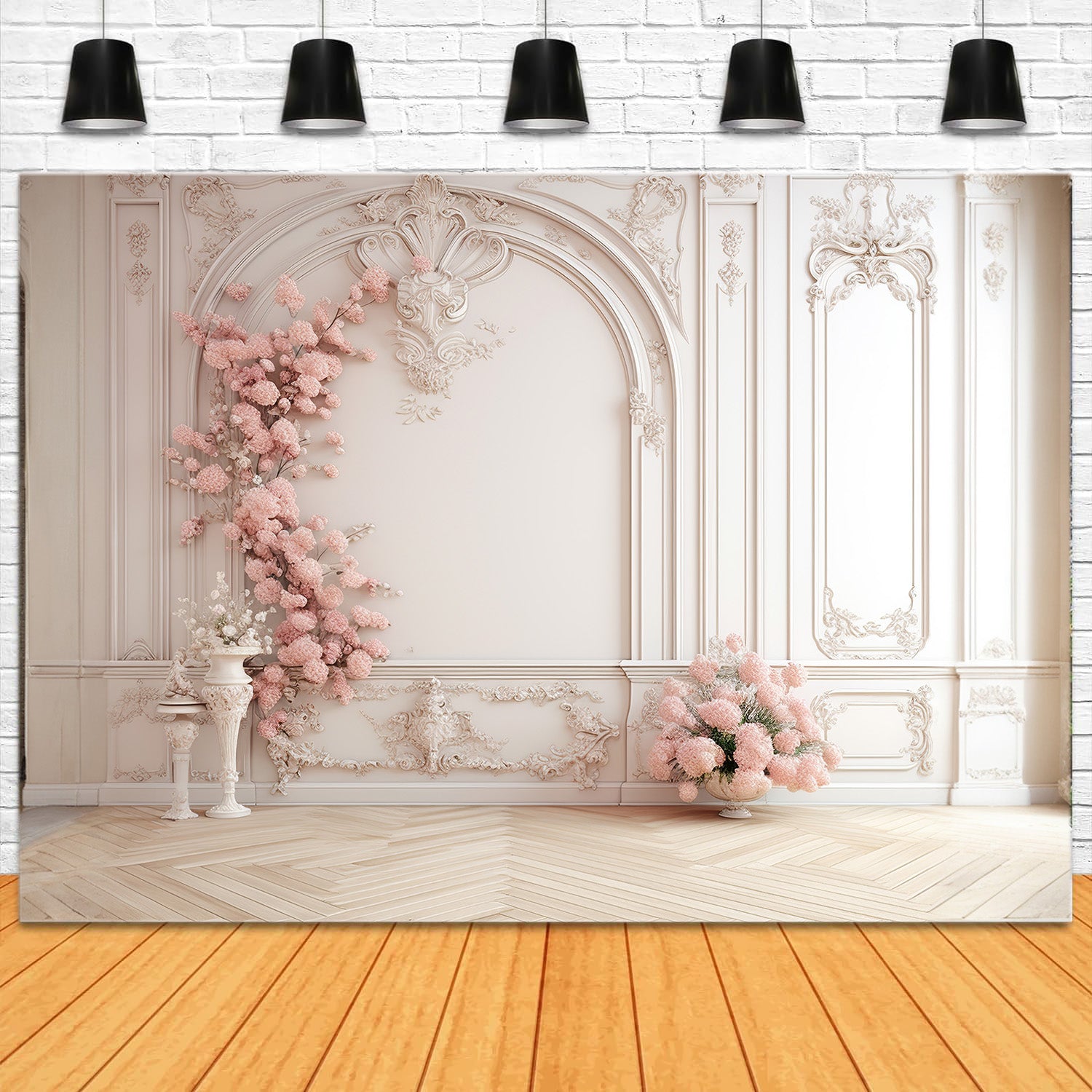 DBackdrop Classic Vintage Wall Pink Floral Accent Backdrop RR4-26