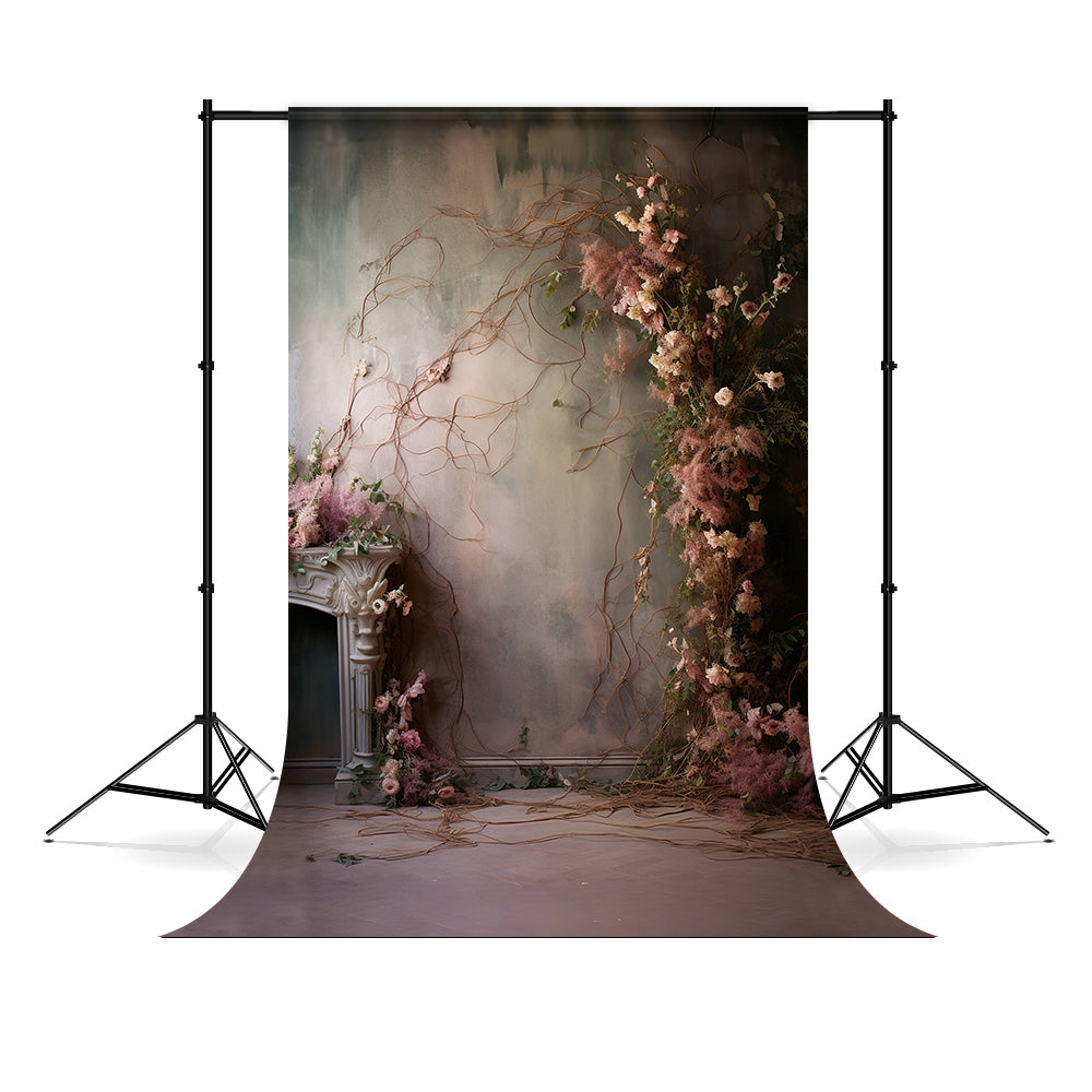 DBackdrop Nostalgic Style Rose Branch Abstract Vintage Backdrop RR4-36