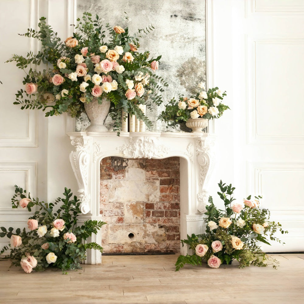 DBackdrop Rose Fireplace Holy Wedding Theme Backdrop RR4-39