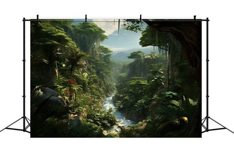 DBackdrop Mystic Rainforest Stream Adventure Theme Backdrop RR4-42