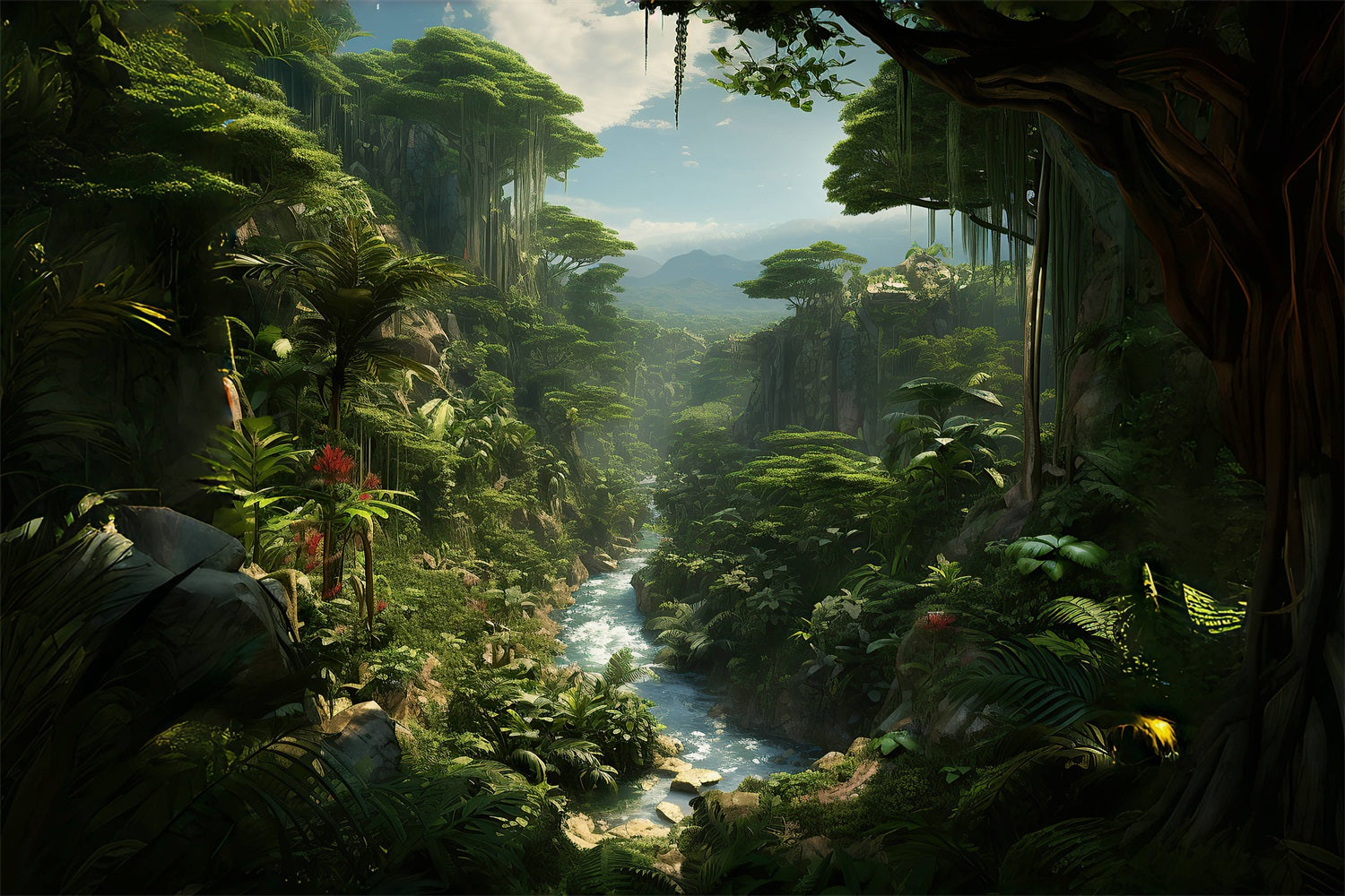 DBackdrop Mystic Rainforest Stream Adventure Theme Backdrop RR4-42