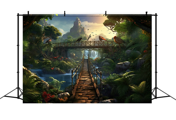 DBackdrop Mystic Forest Bird Hanging Bridge Backdrop RR4-45