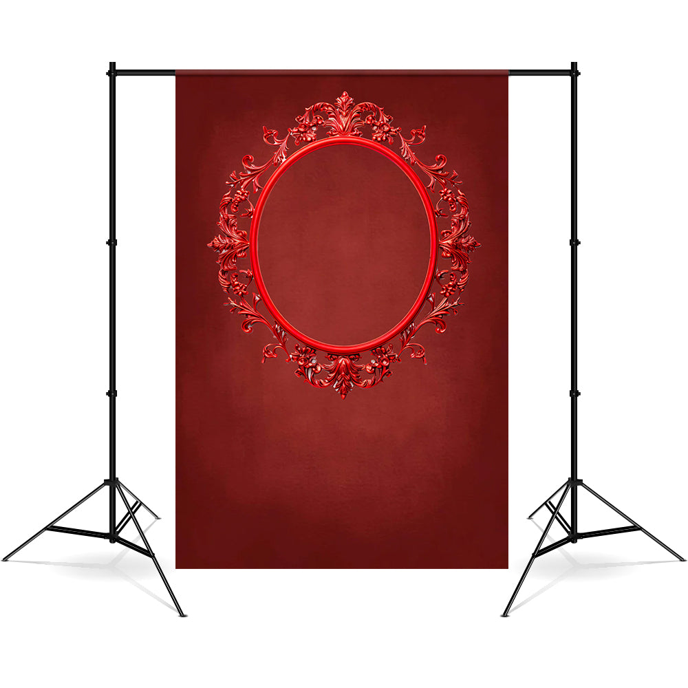 DBackdrop Art Vintage Red Oval Photo Frame Abstract Backdrop RR4-52