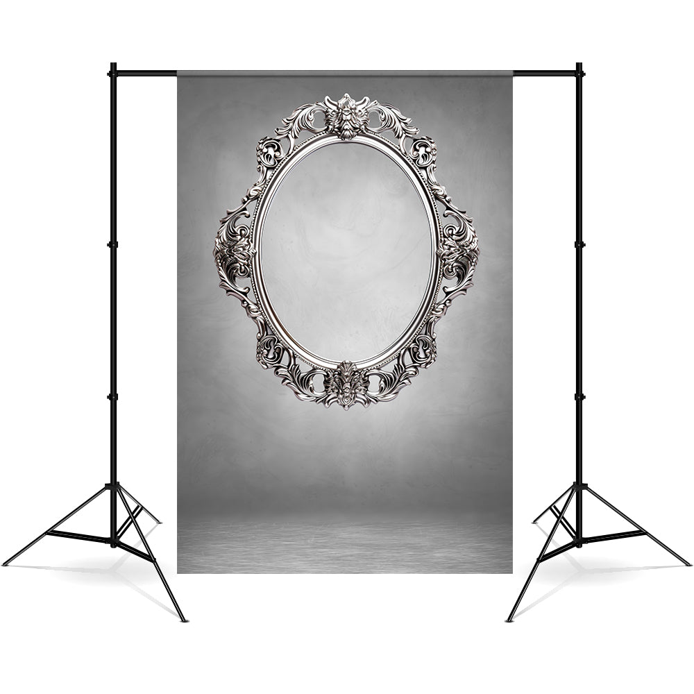 DBackdrop Art Classic Oval Photo Frame Gray Tone Abstract Backdrop RR4-59