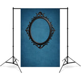 DBackdrop Art Classic Black Oval Photo Frame Blue Abstract Backdrop RR4-60