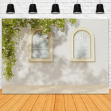 White Wall Vintage Window Green Plant Backdrop RR5-13