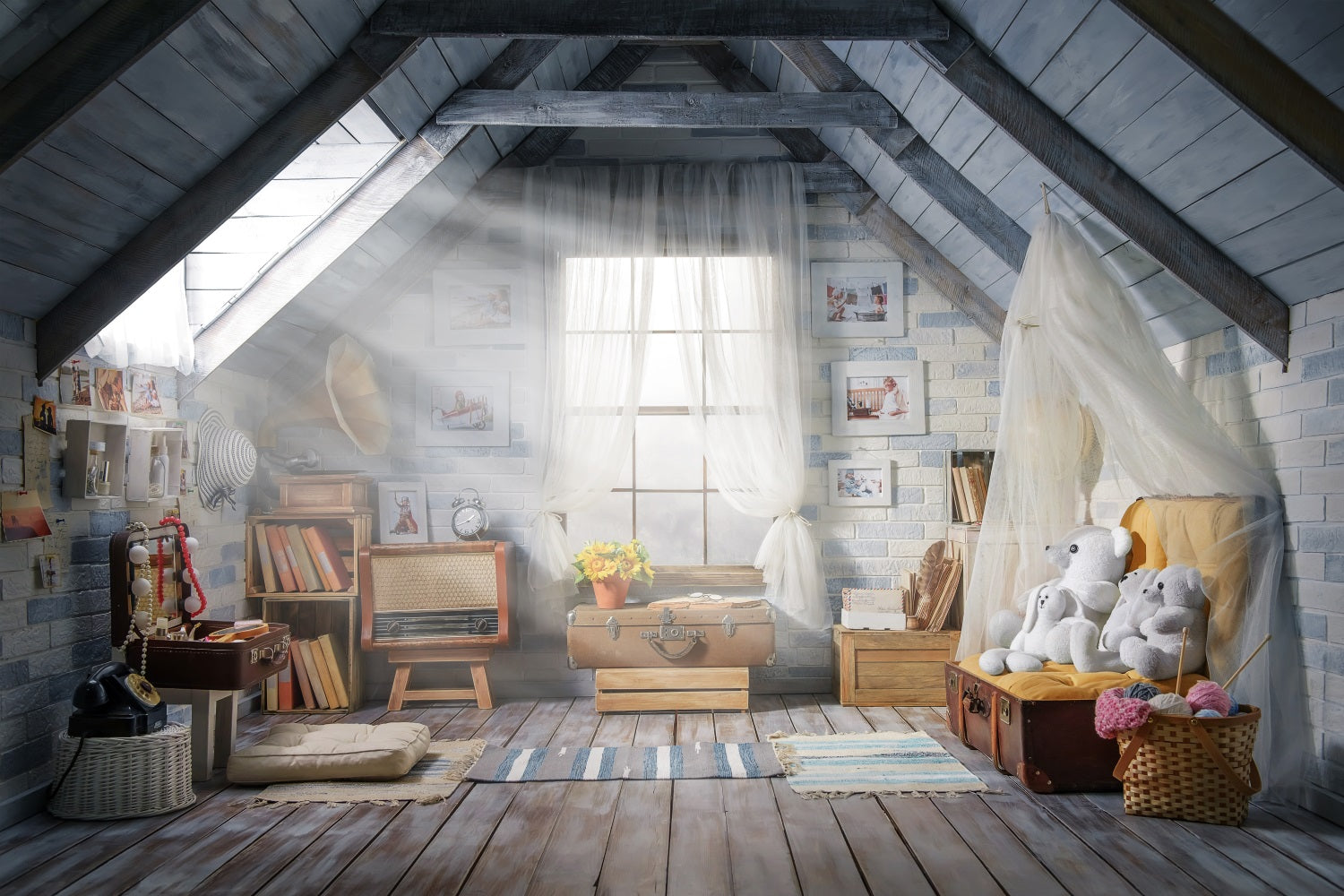 Children's Playroom Attic Photography Backdrop UK RR5-20