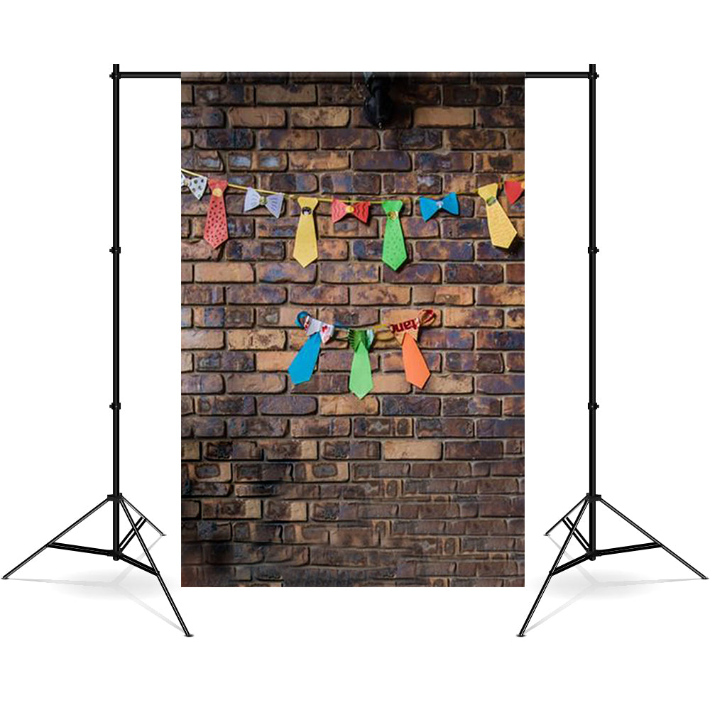 Father's Day Brick Wall Tie Banner Backdrop RR5-21