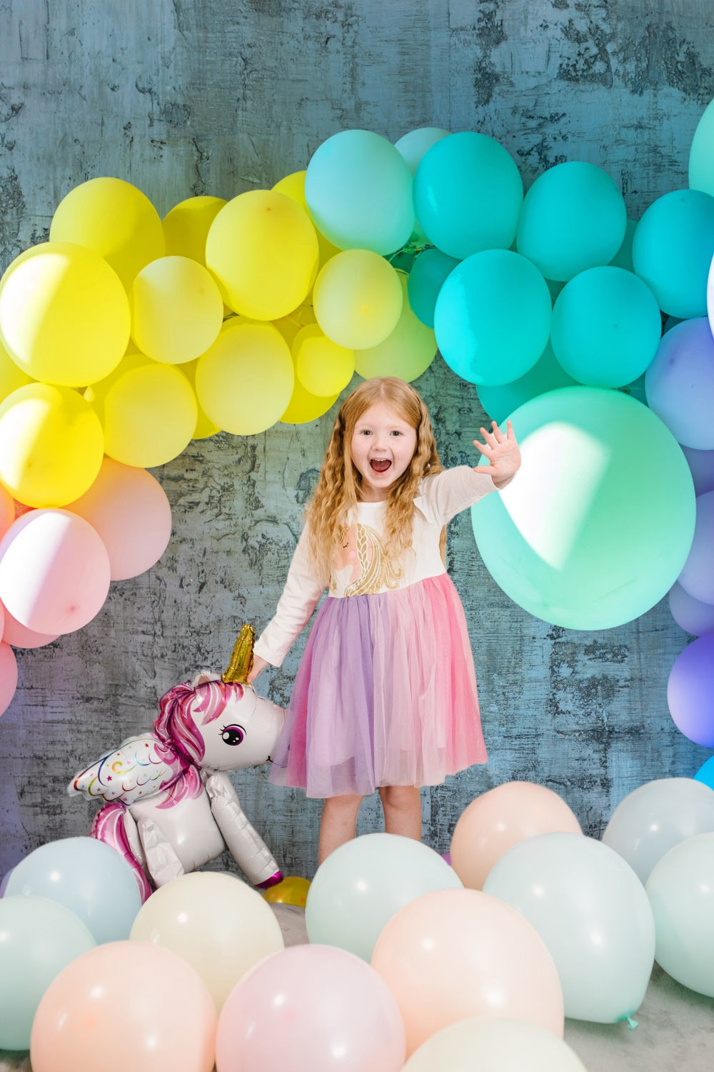 Colorful Balloons Abstract Brick Wall Backdrop UK RR5-30