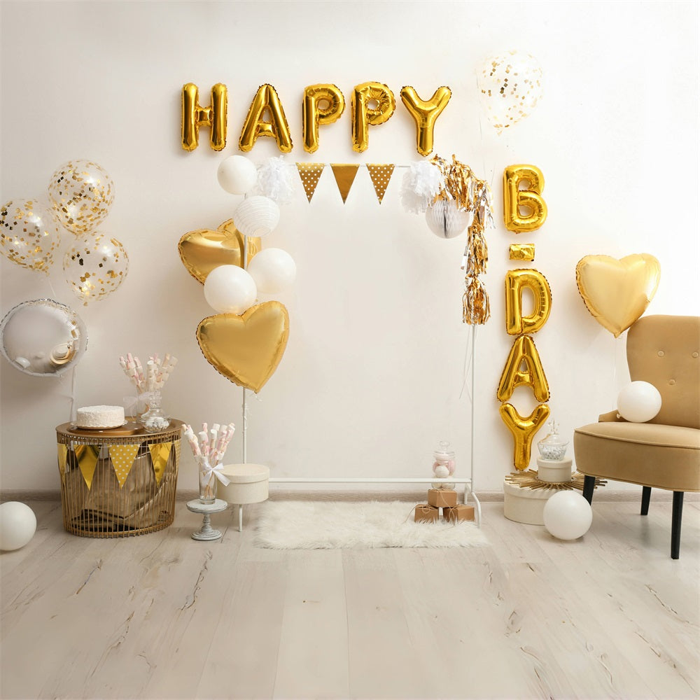 Golden Balloons Birthday Party Decor Backdrop UK RR5-32