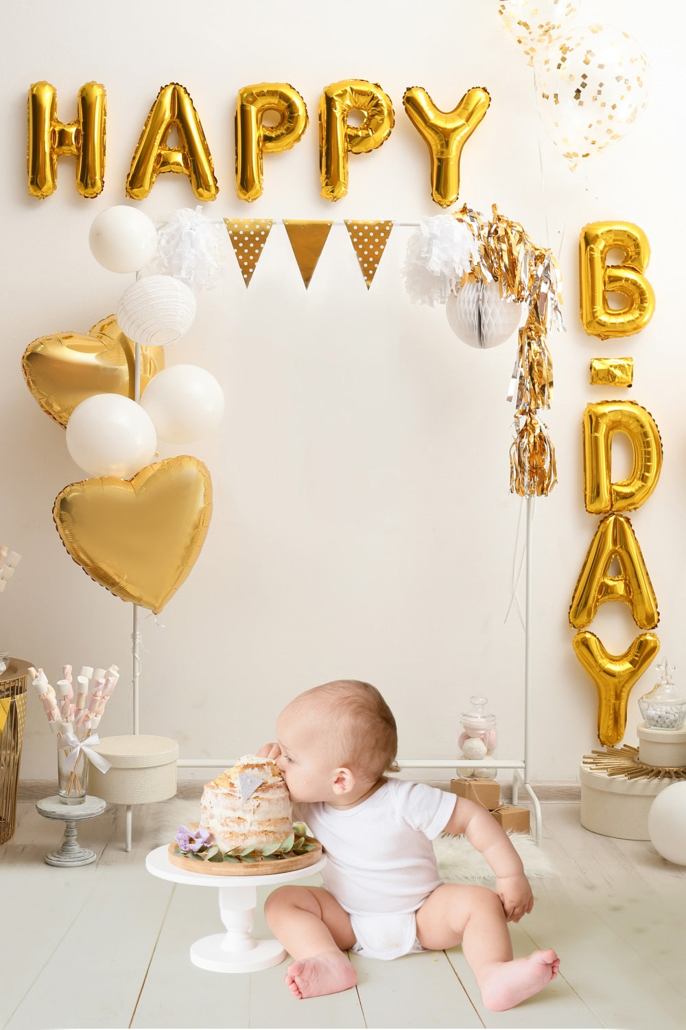 Golden Balloons Birthday Party Decor Backdrop UK RR5-32