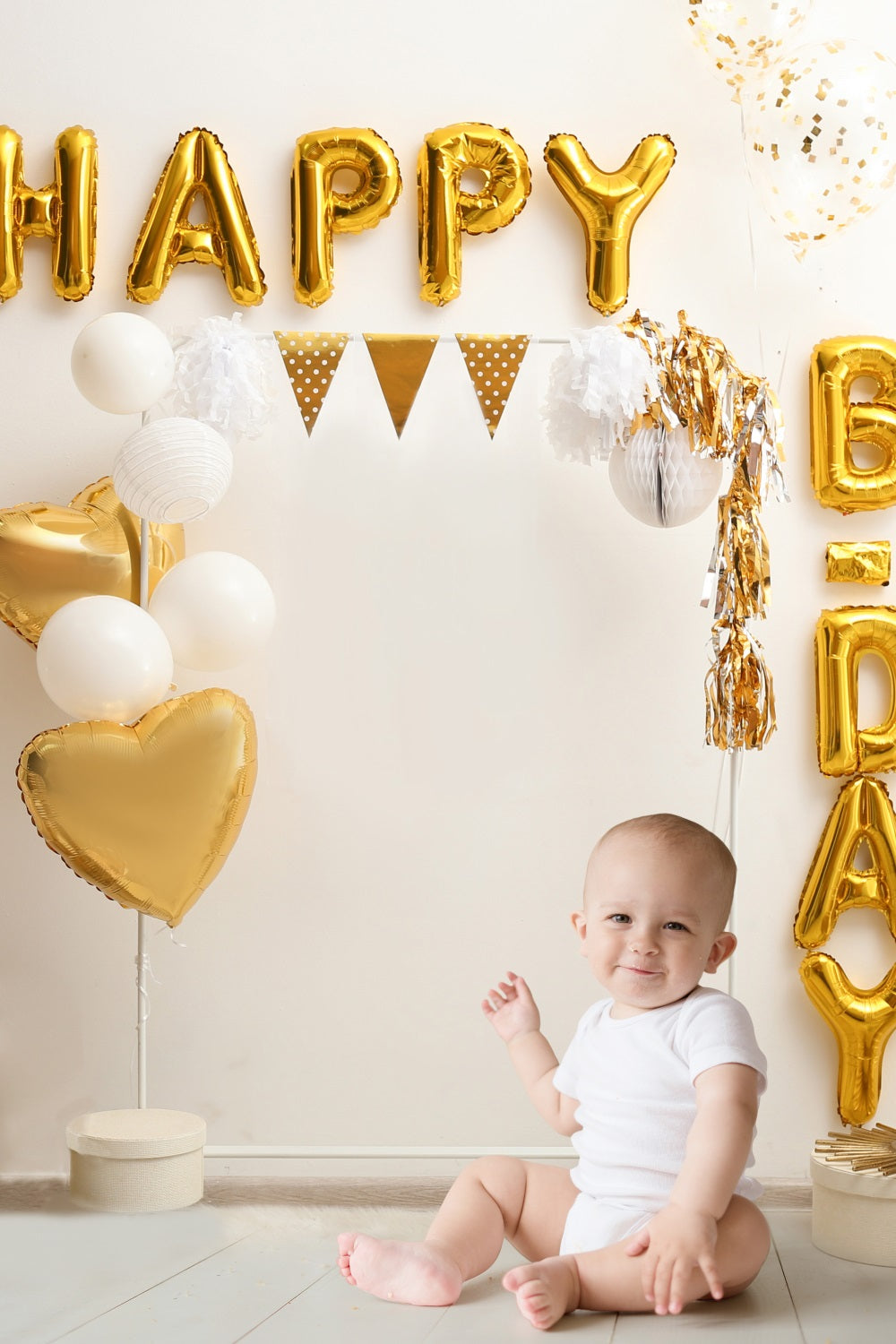 Golden Balloons Birthday Party Decor Backdrop UK RR5-32