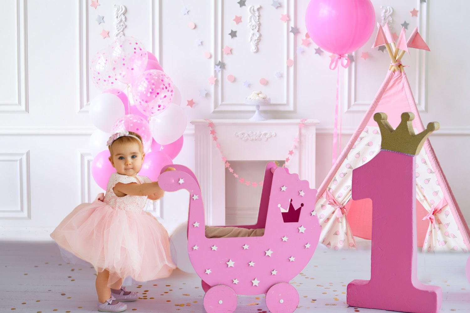 Baby Birthday Cake Smash Pink Backdrop UK RR5-37