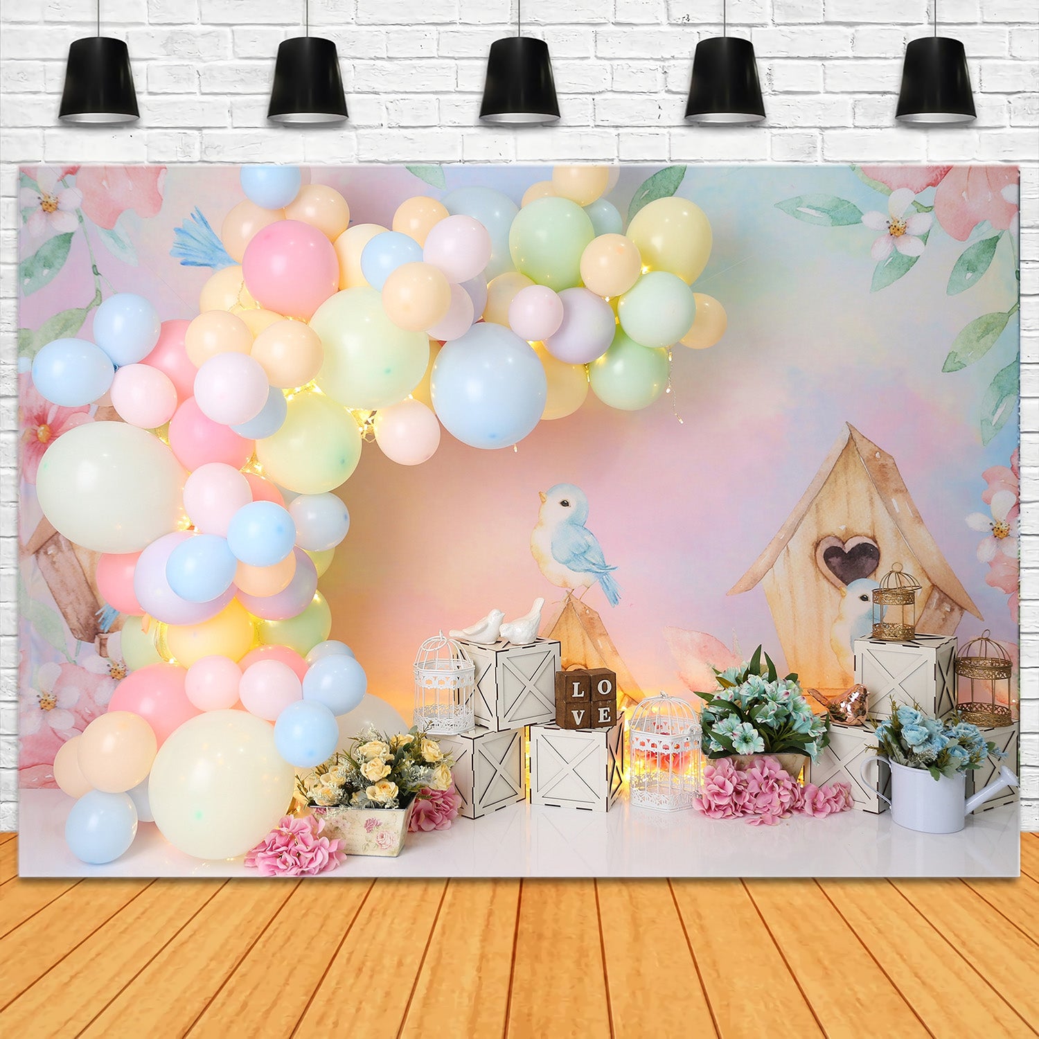 Watercolor Flower Kid’s Birthday Backdrop UK RR5-38