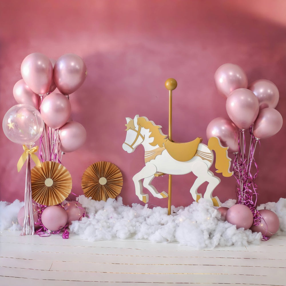 Pink Balloons Kid’s Party Decoration Backdrop UK RR5-39