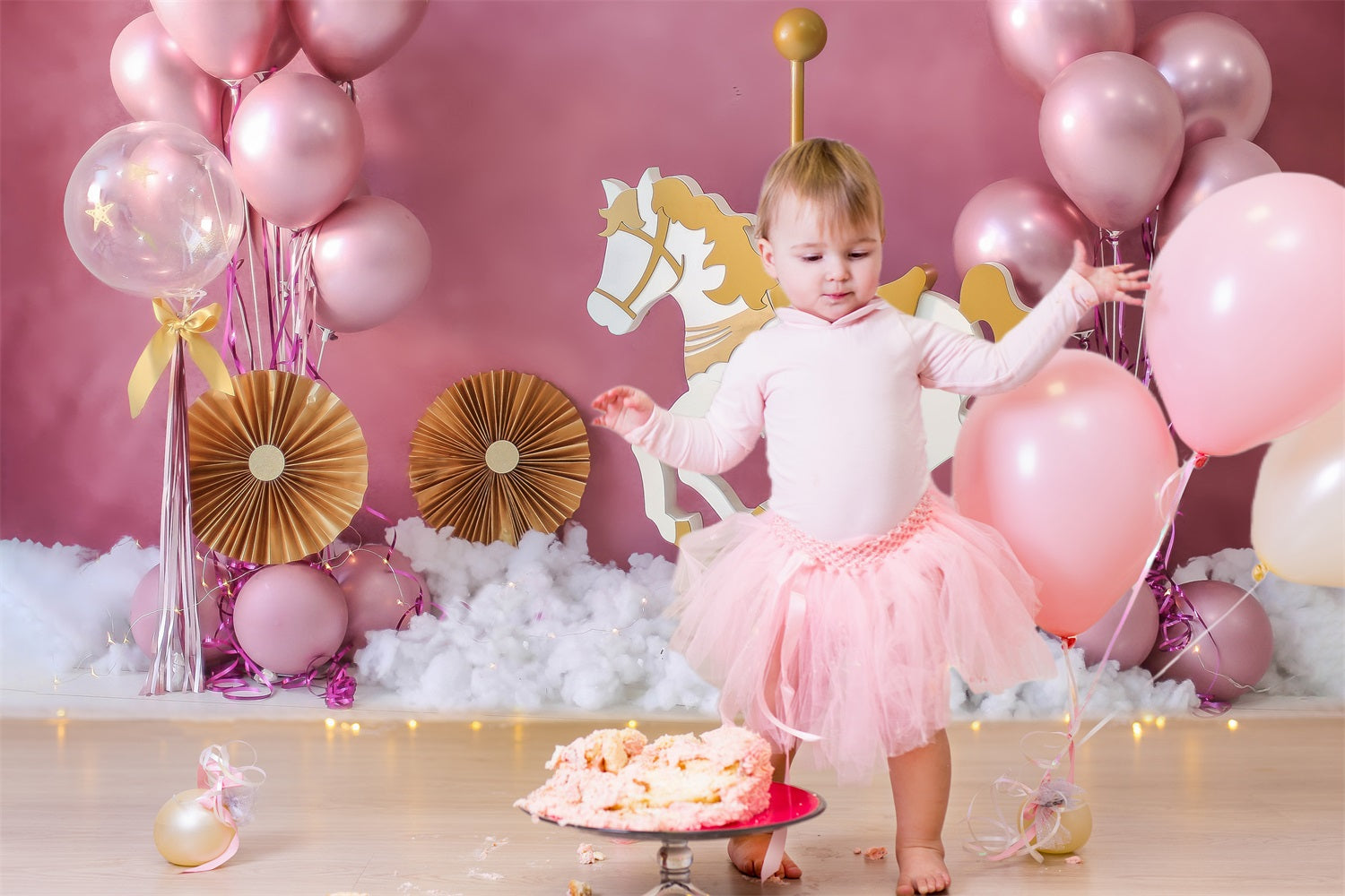 Pink Balloons Kid’s Party Decoration Backdrop UK RR5-39