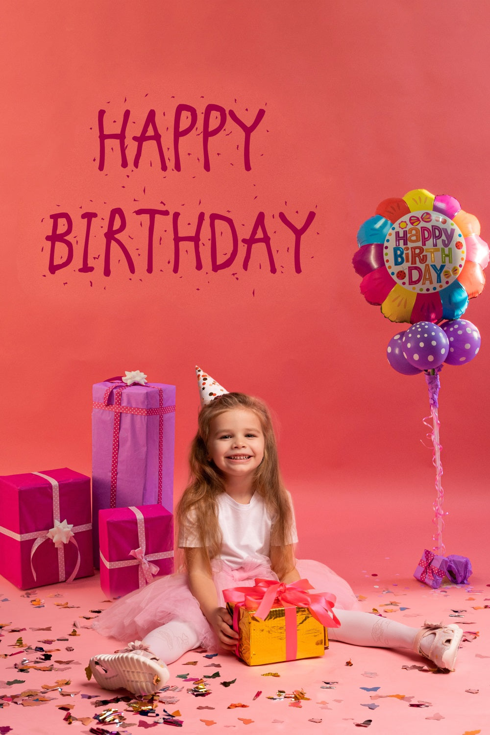 Birthday Cake Candle Balloon Pattern Backdrop UK RR5-41