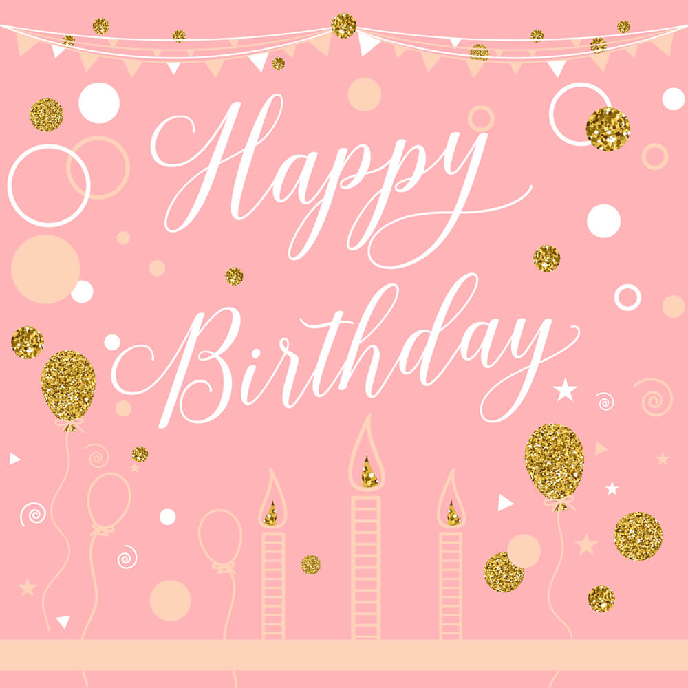 Pink Gold Shining Custom Happy Birthday Backdrop RR5-52