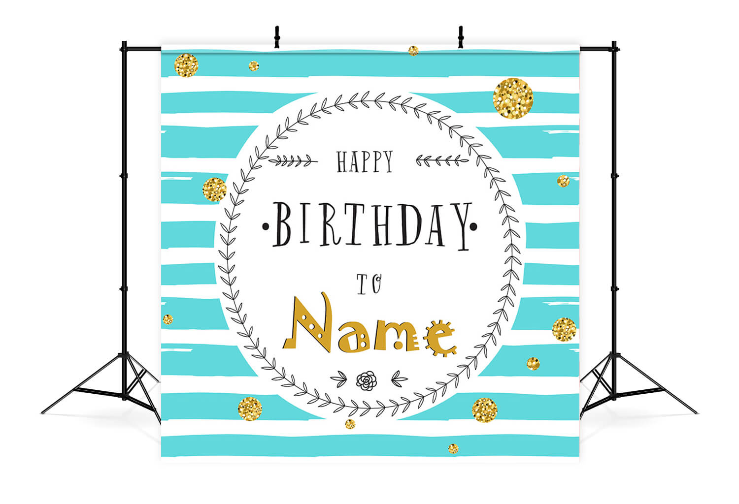 Green Stripes Birthday Greeting Custom Backdrop RR5-56