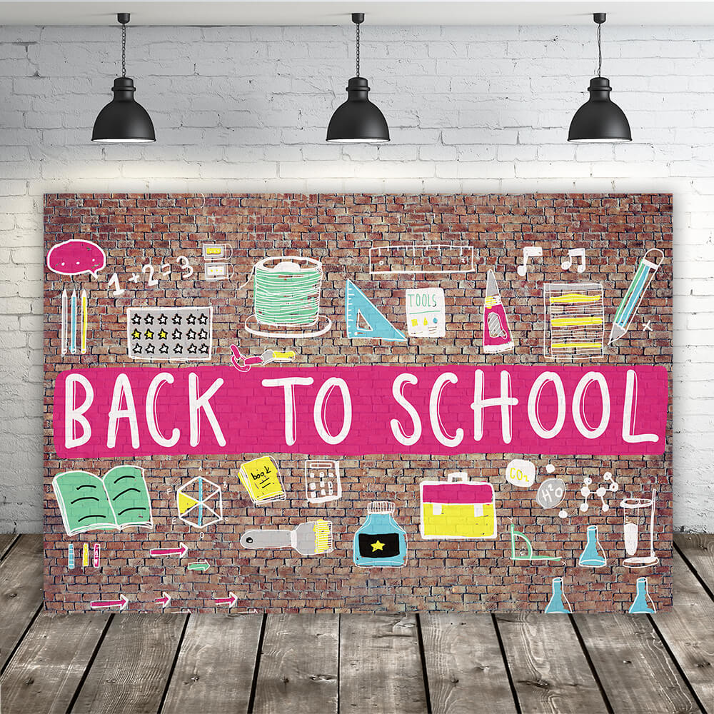 Brick Wall Back to School Photography Backdrop RR6-26