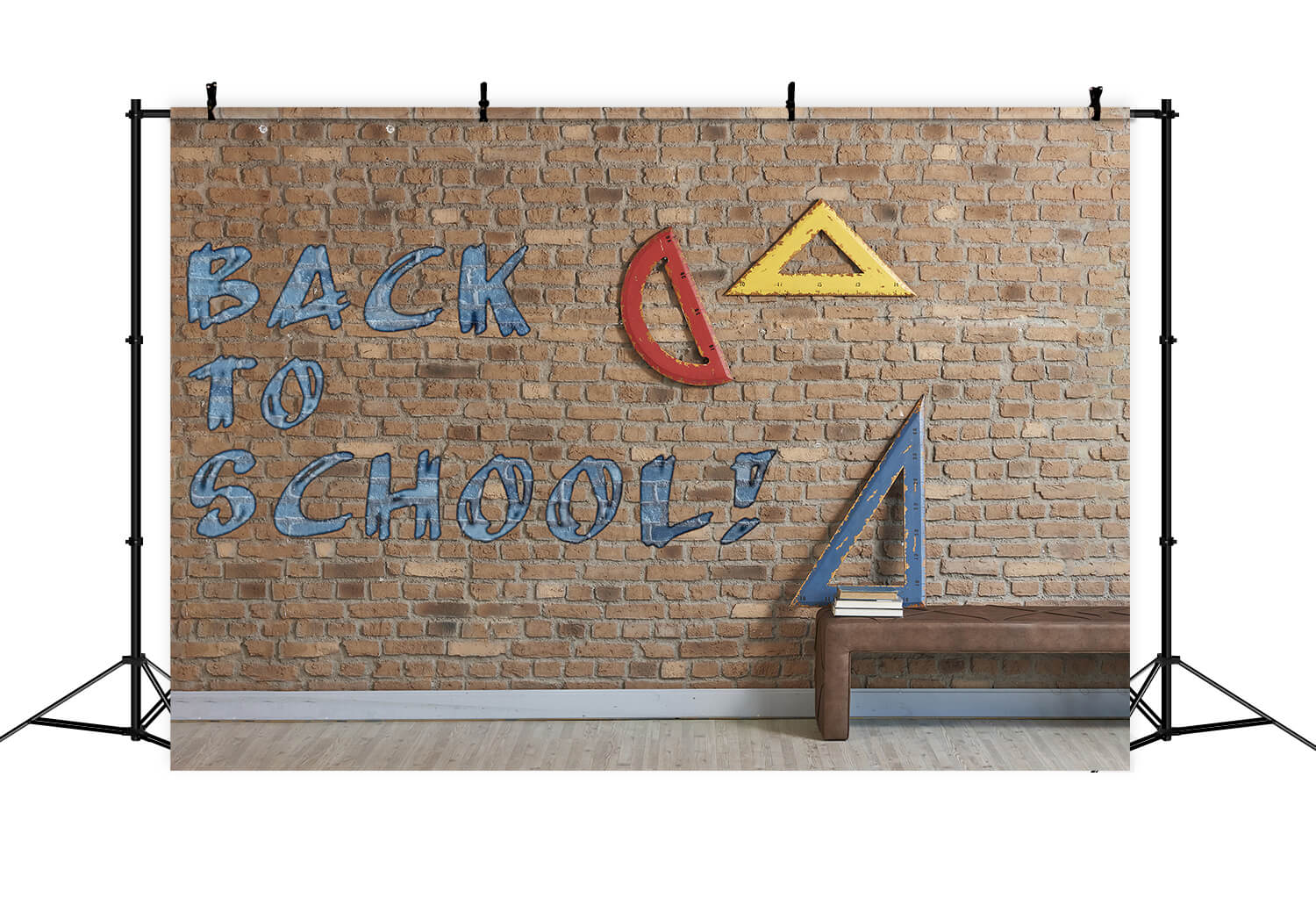 Rulers Brick Wall Back to School Backdrop RR6-29