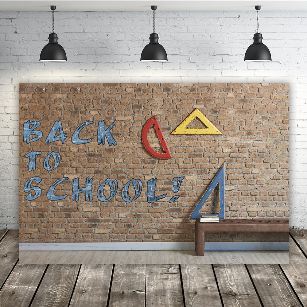 Rulers Brick Wall Back to School Backdrop RR6-29