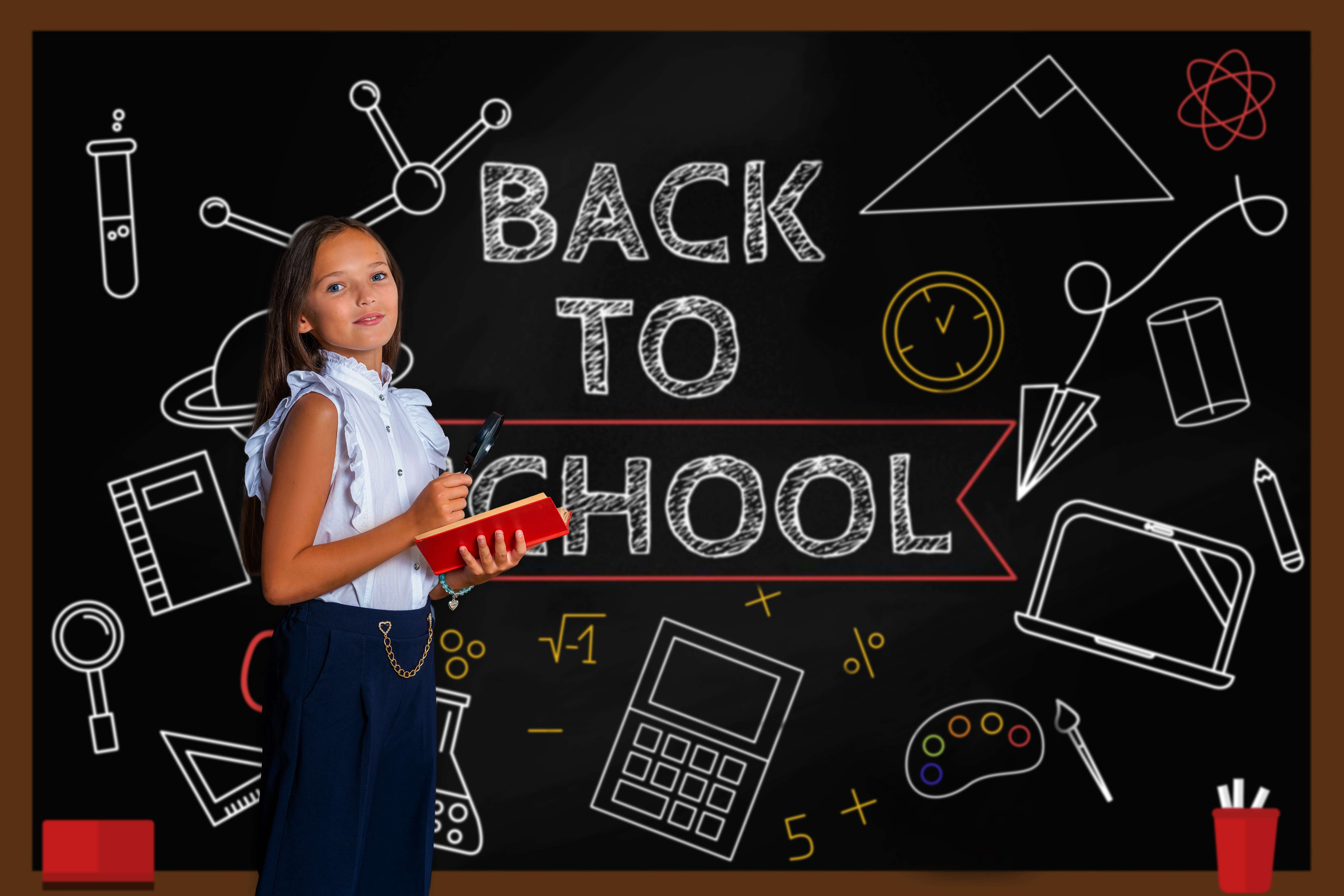 Blackboard Chalk Drawing Back to School Backdrop RR6-31