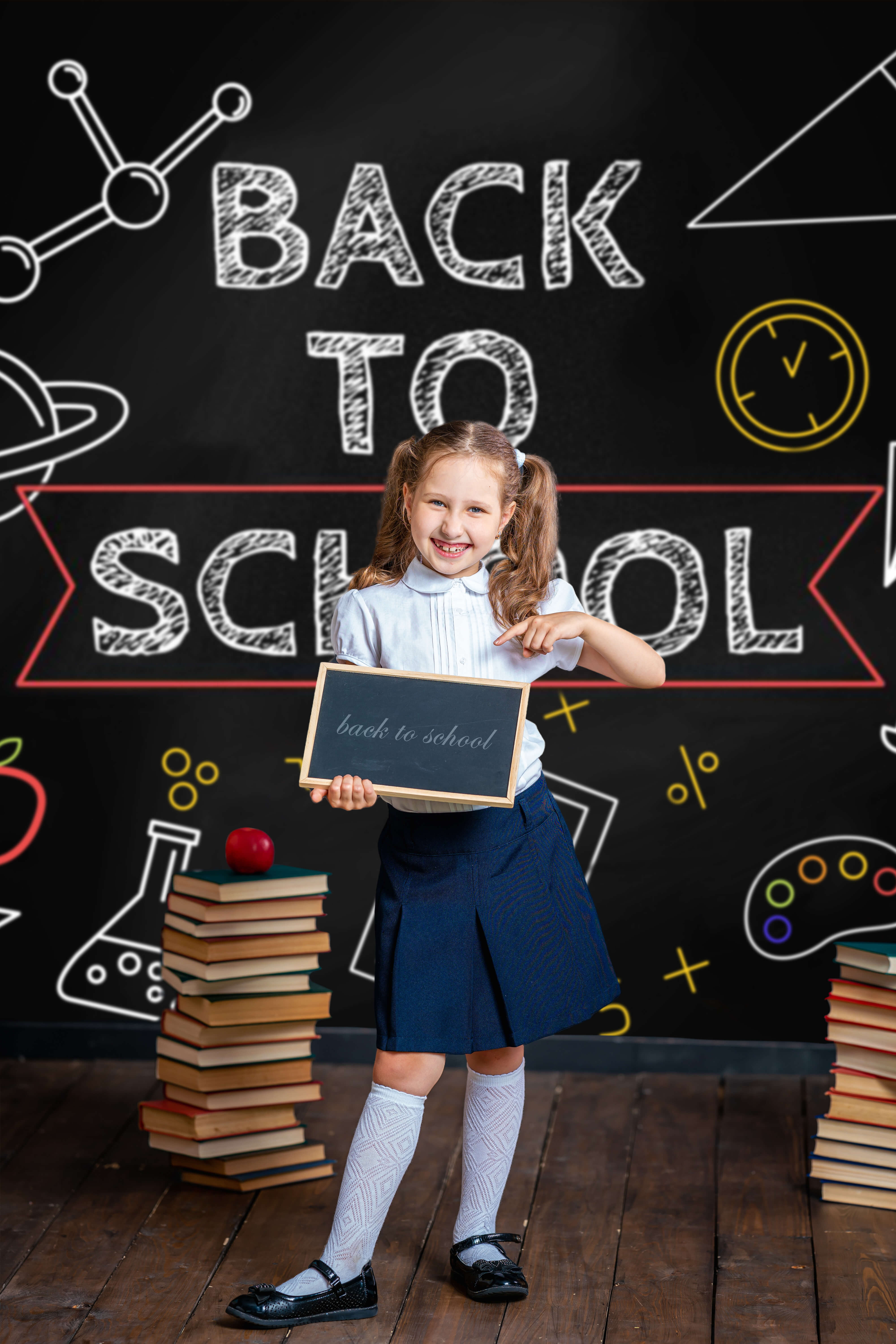 Blackboard Chalk Drawing Back to School Backdrop RR6-31