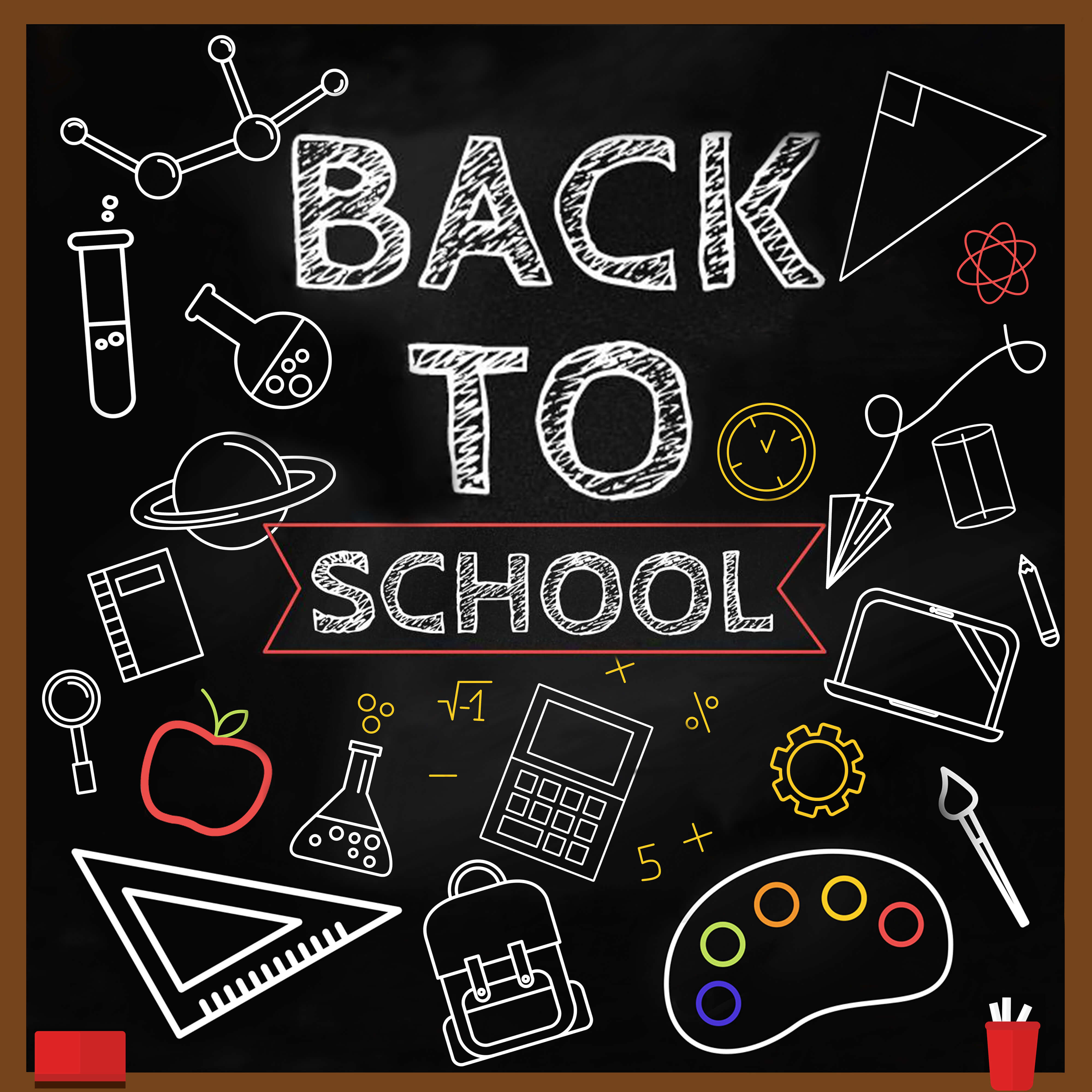 Blackboard Chalk Drawing Back to School Backdrop RR6-31