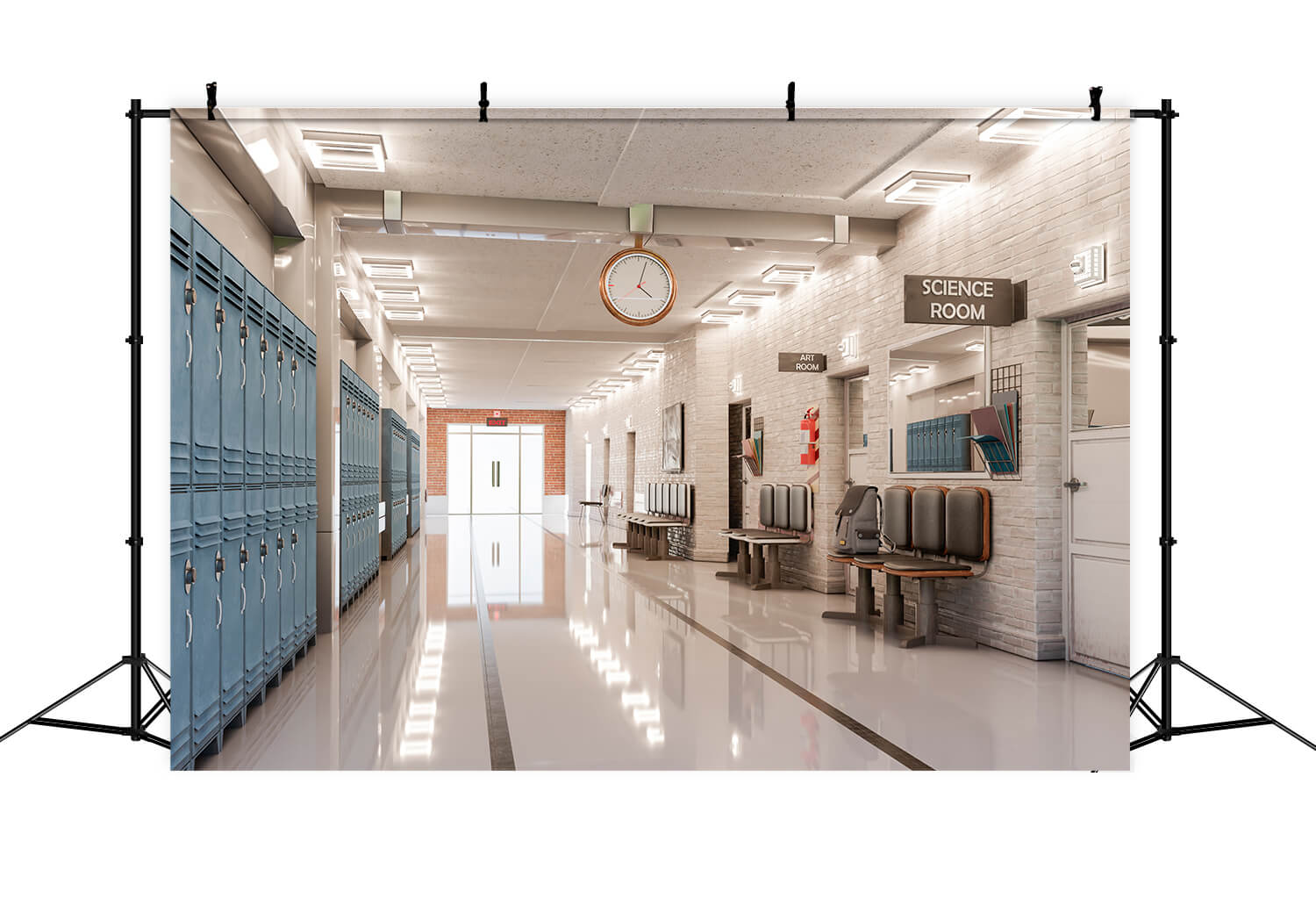 Classroom High School Corridor Locker Backdrop RR6-32