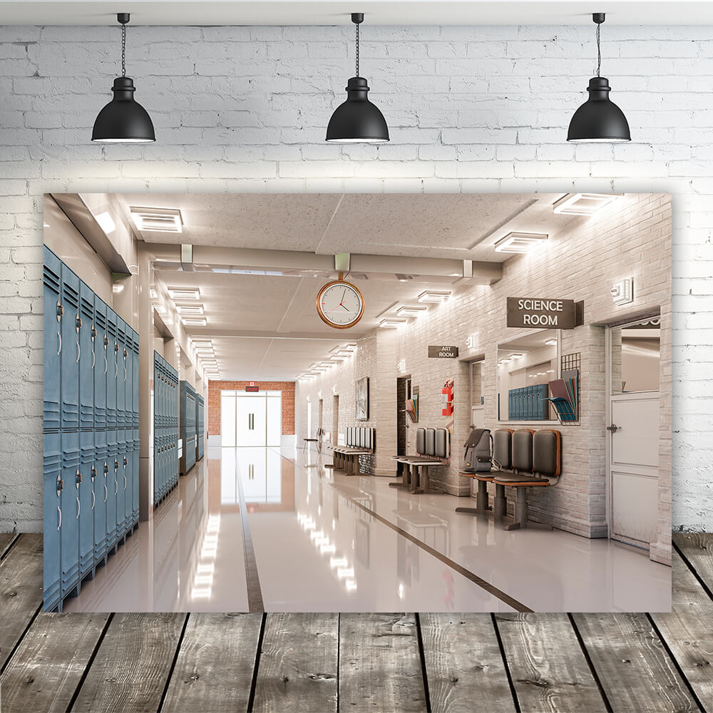 Classroom High School Corridor Locker Backdrop RR6-32