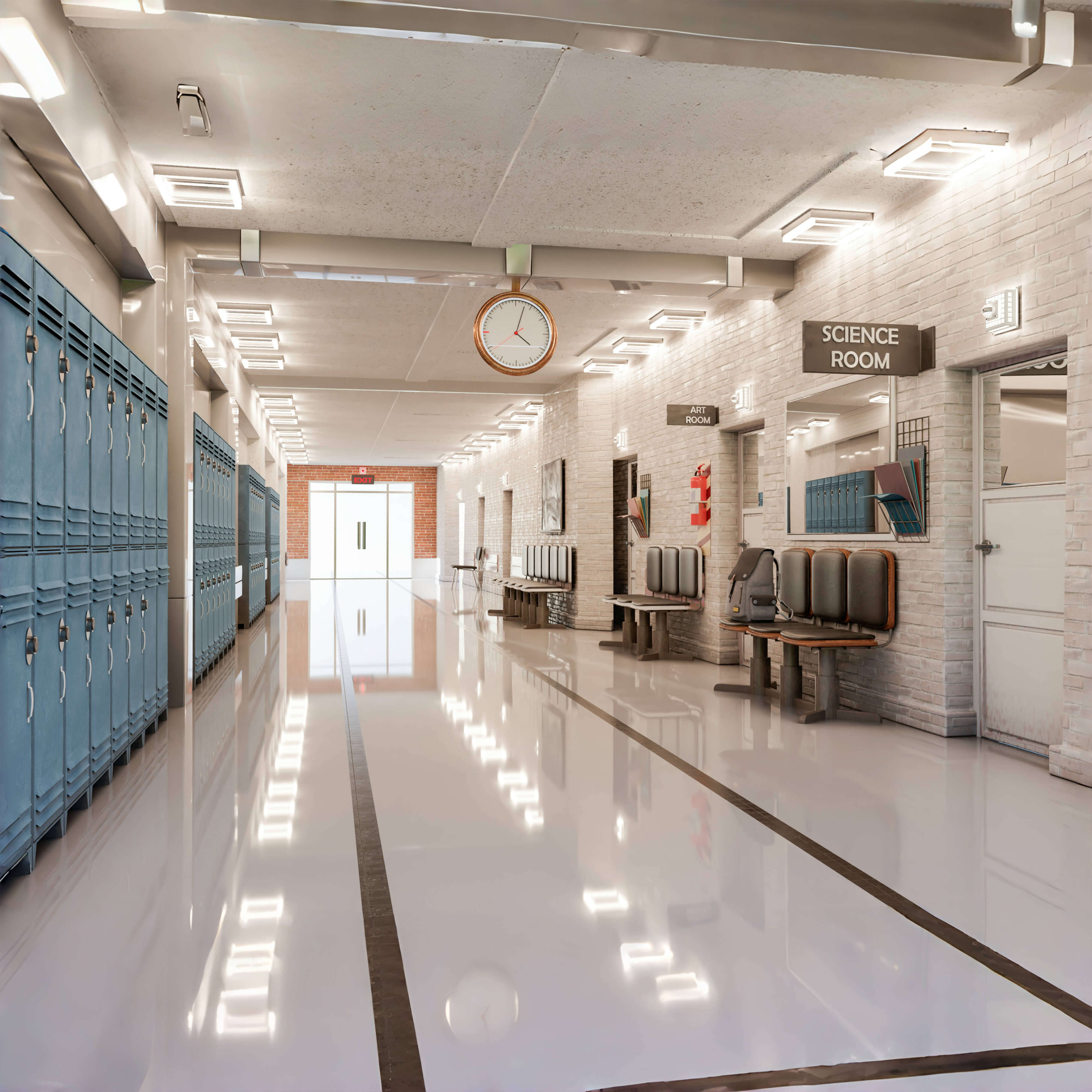 Classroom High School Corridor Locker Backdrop RR6-32