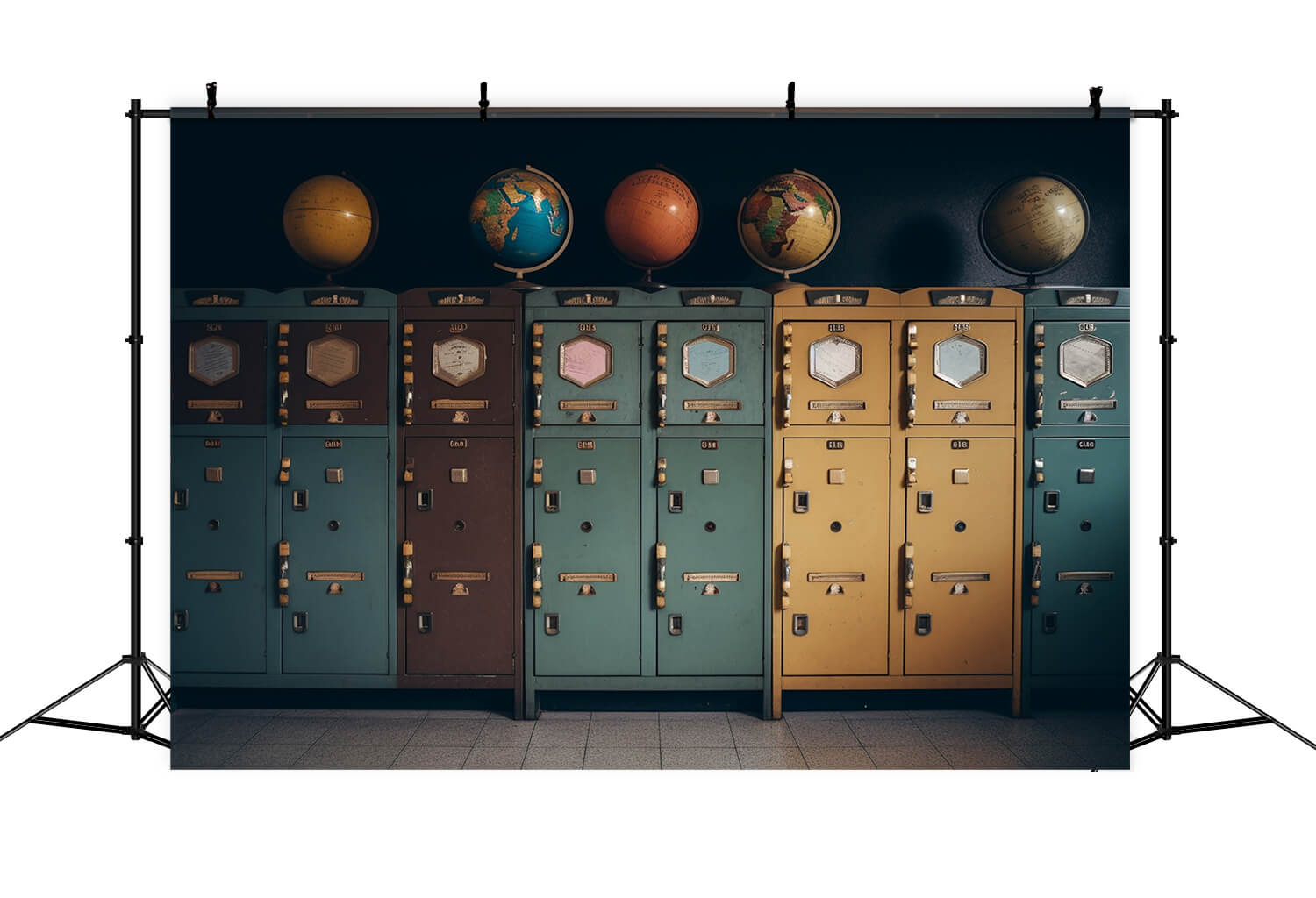 Globe School Locker Photo Booth Backdrop RR6-36