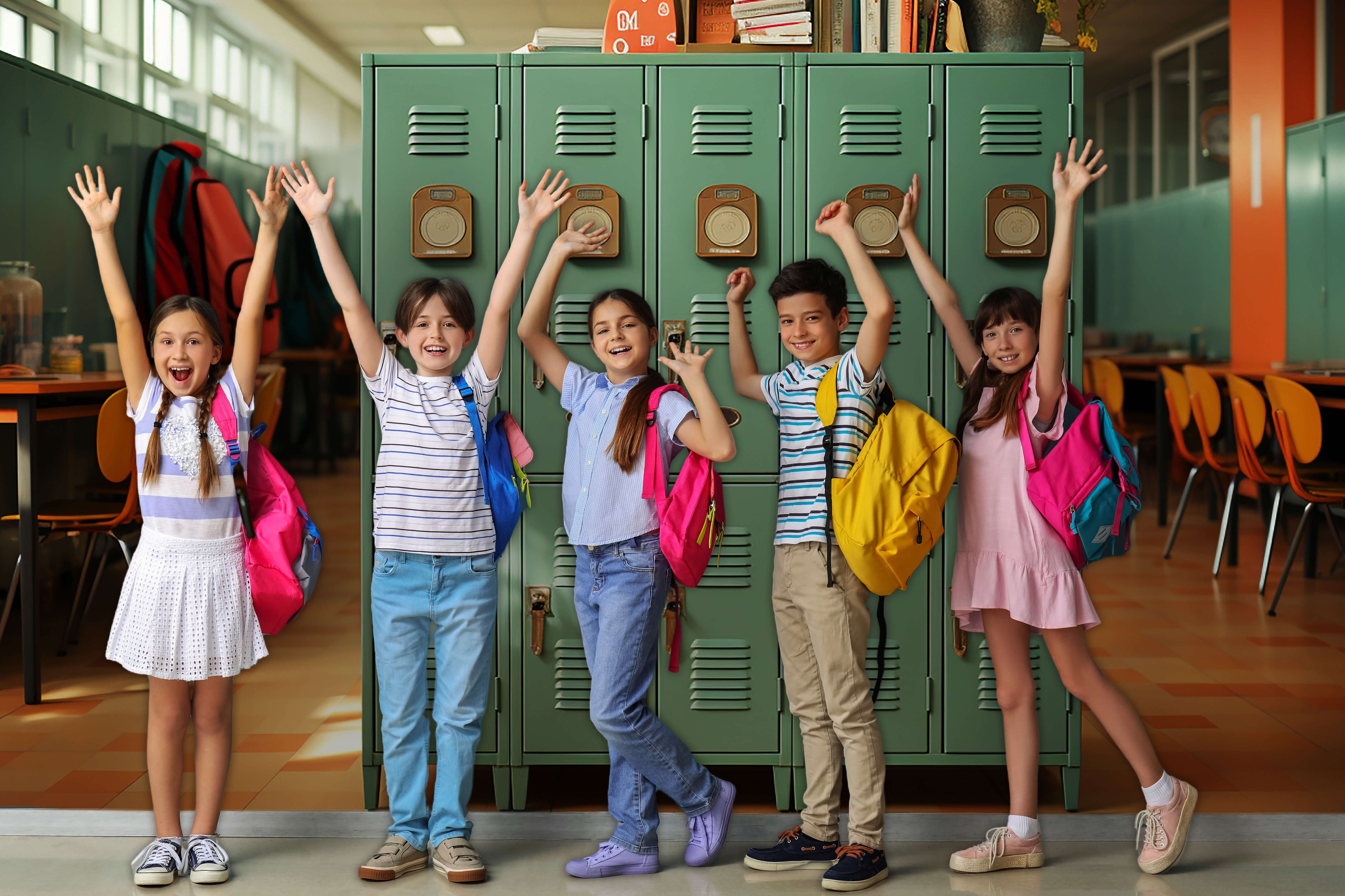 High School Hallway Lockers Photography Backdrop RR6-37