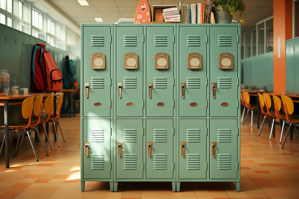 High School Hallway Lockers Photography Backdrop RR6-37