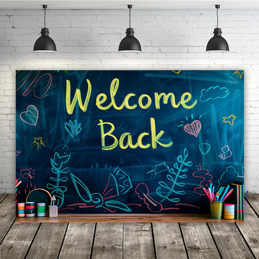 Colored Chalk Drawing Back to School Backdrop RR6-39