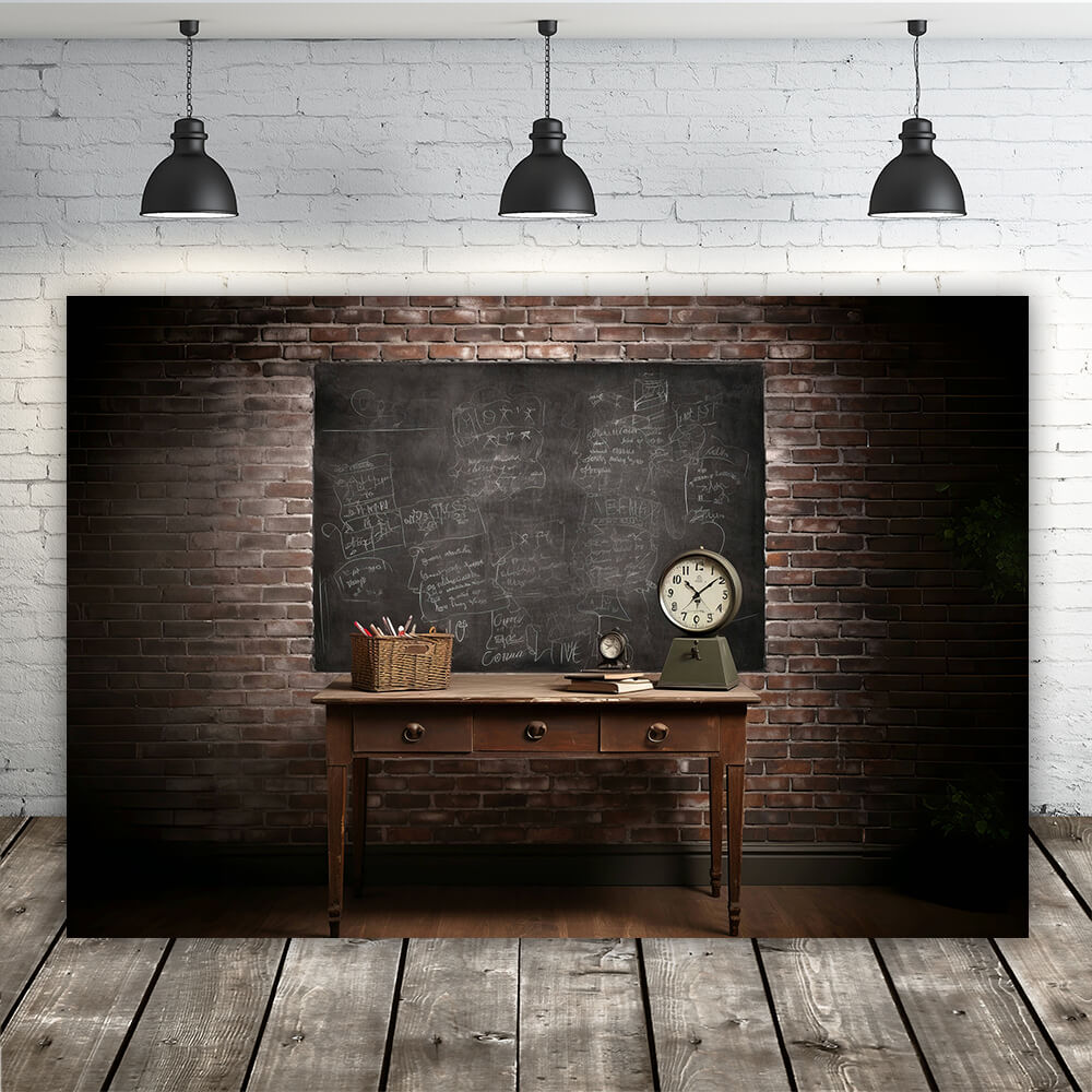 Back to School Retro Blackboard Desk Backdrop RR6-41